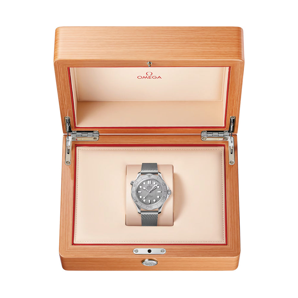 Seamaster Diver 300M Co-Axial Master Chronometer Men's Watch - 42mm Titanium Bezel, Grey Dial with Stainless Steel Bracelet - Perfect for Diving, Swimming & Luxury Everyday Wear