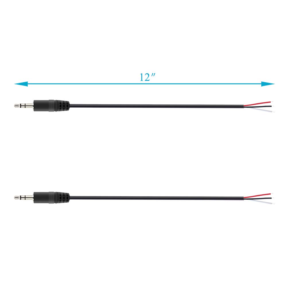 Fancasee 2-Pack 3.5mm TRS Stereo Male to Bare Wire Speaker Cable Adapter - 1/8