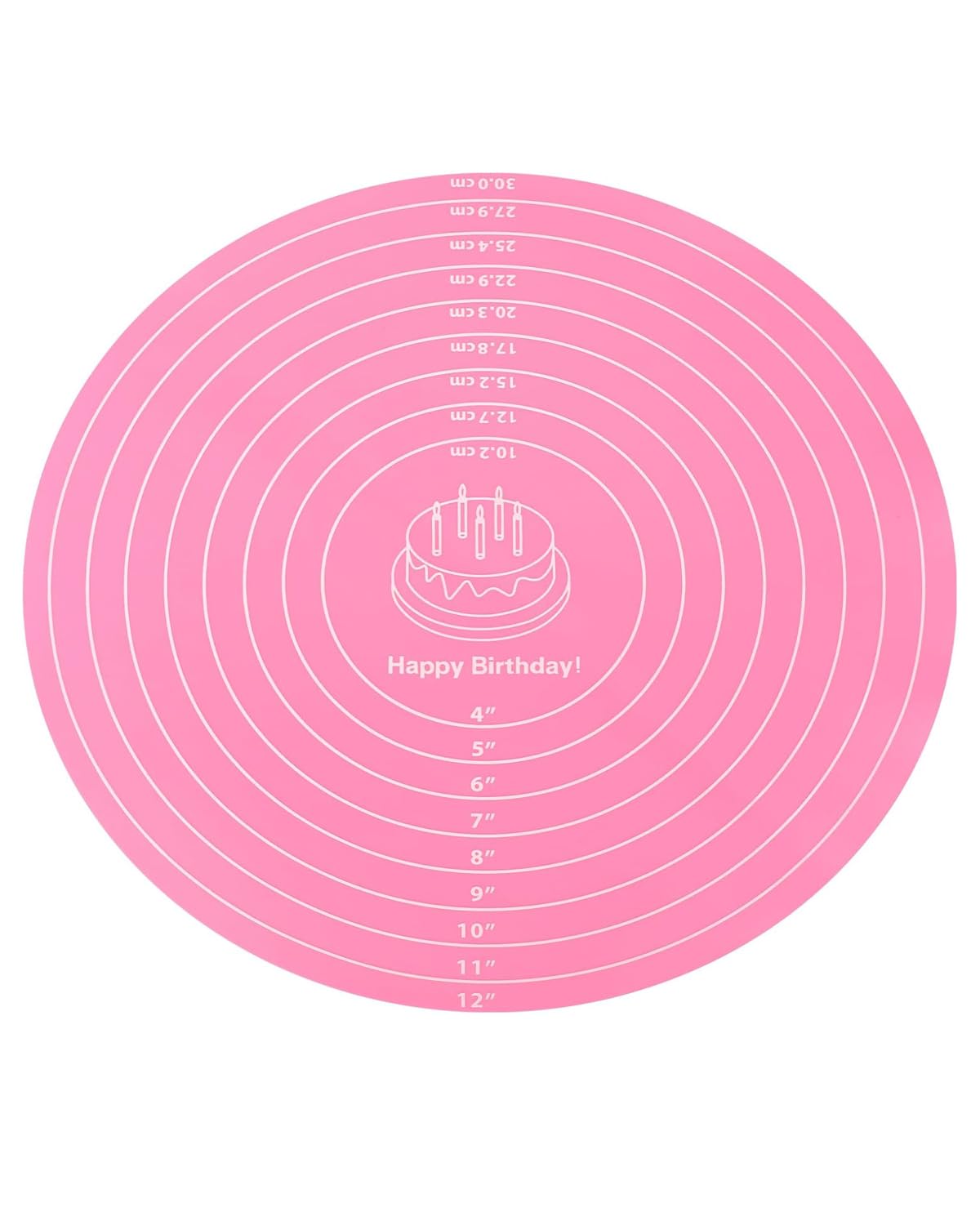 Non-Stick Heat Resistant Silicone Baking Mat with Measurements - Perfect for Cake Decorating, Pastry Making & Baking on Turntable Stands (Pink) | Ideal for Home Bakers & Professional Chefs