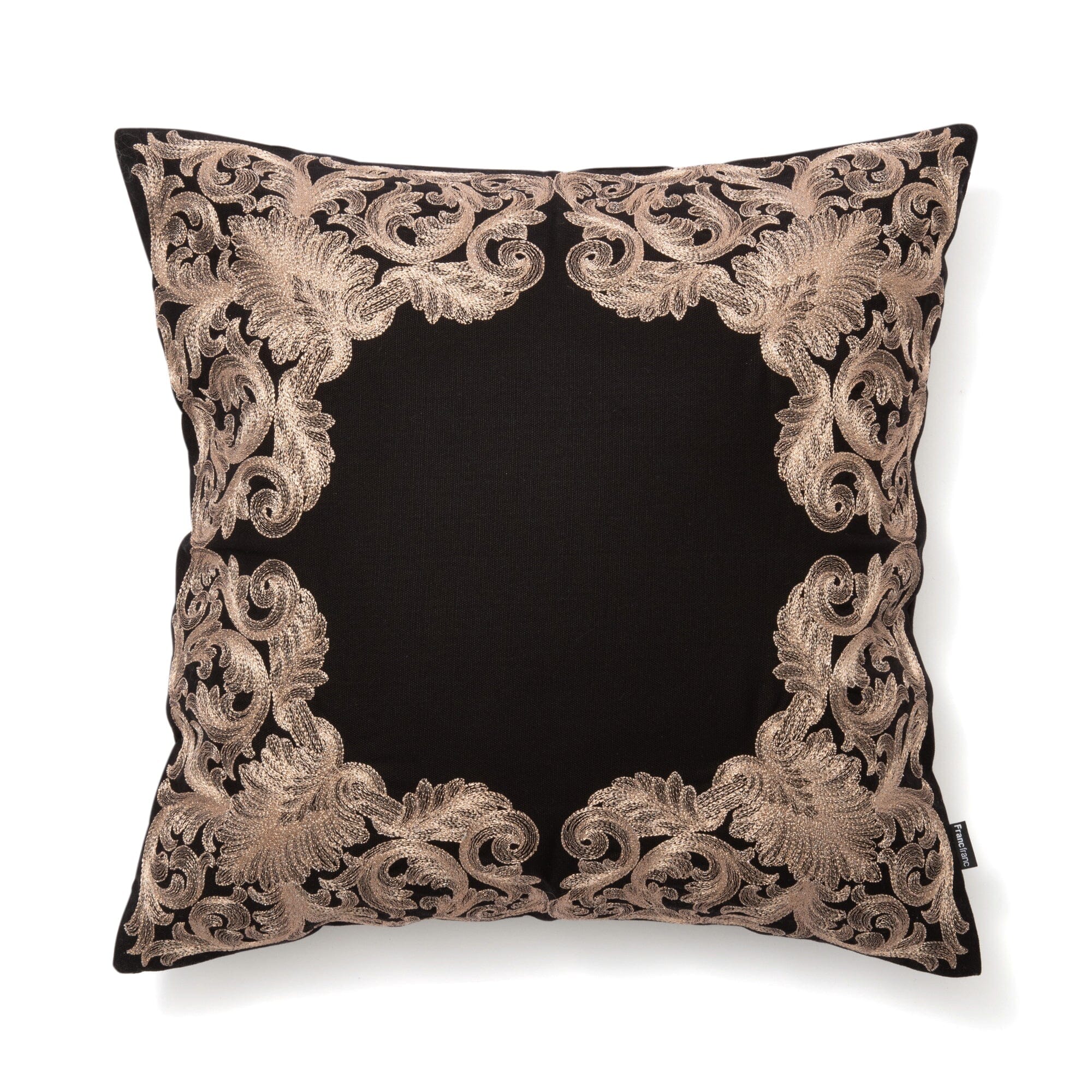 Premium Embroidery Frame Cushion Cover 450 X 450mm - Elegant Black & Gold Home Decor for Sofa, Bed, Living Room, Office