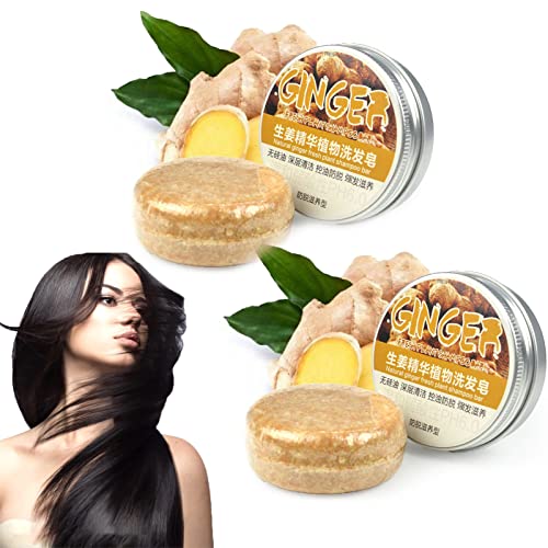 **Ginger Shampoo Bar for Hair Growth & Anti-Hair Loss - Natural Solid Shampoo Bar (2PCS) - Promotes Thicker, Healthier Hair for Men & Women - Perfect for Daily Use & Travel**