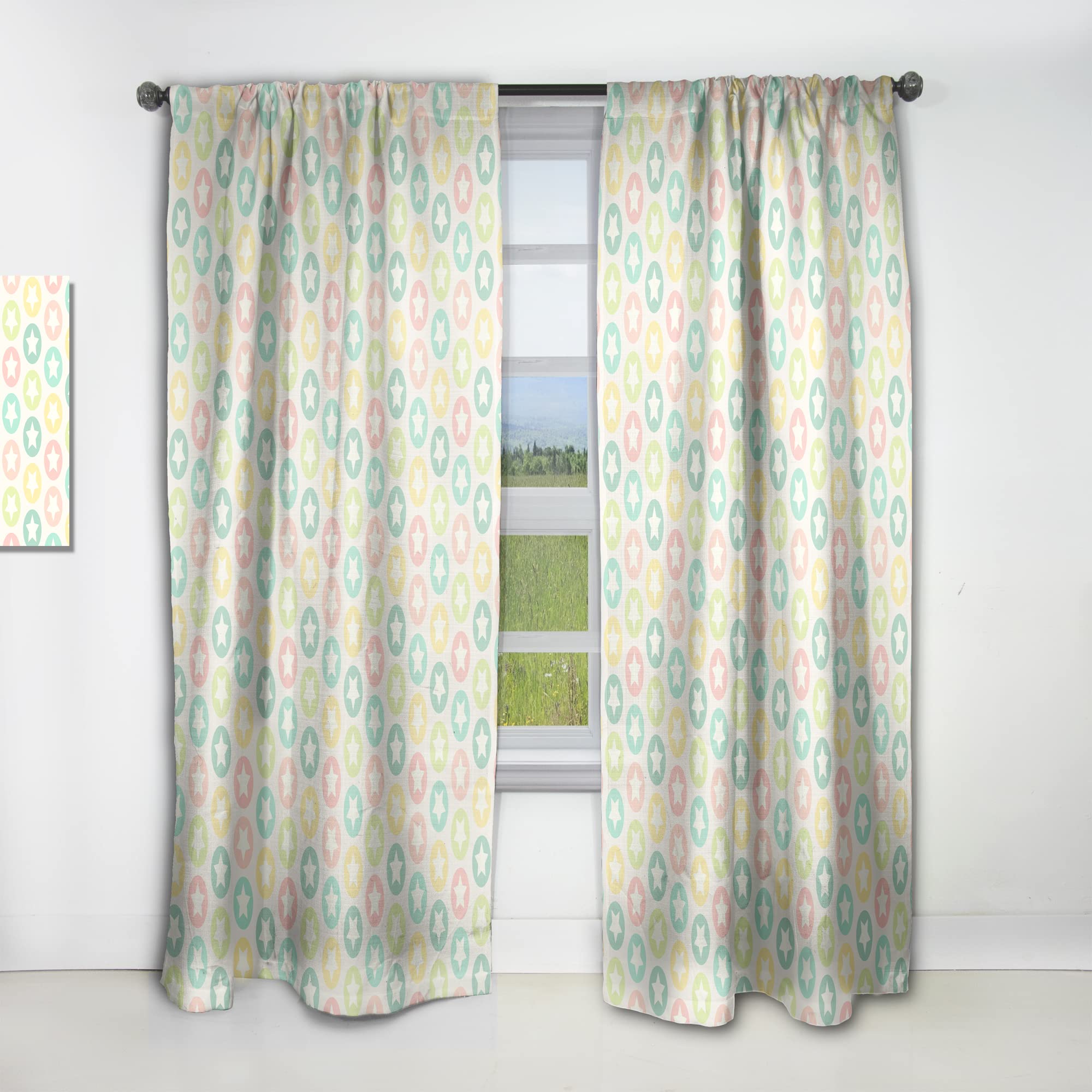 DesignQ Retro Star Pattern Thermal Insulated Curtains - Single Panel 52x120 Inches - Blackout Drapes for Bedroom & Living Room - Perfect for Home Decor, Privacy & Temperature Control