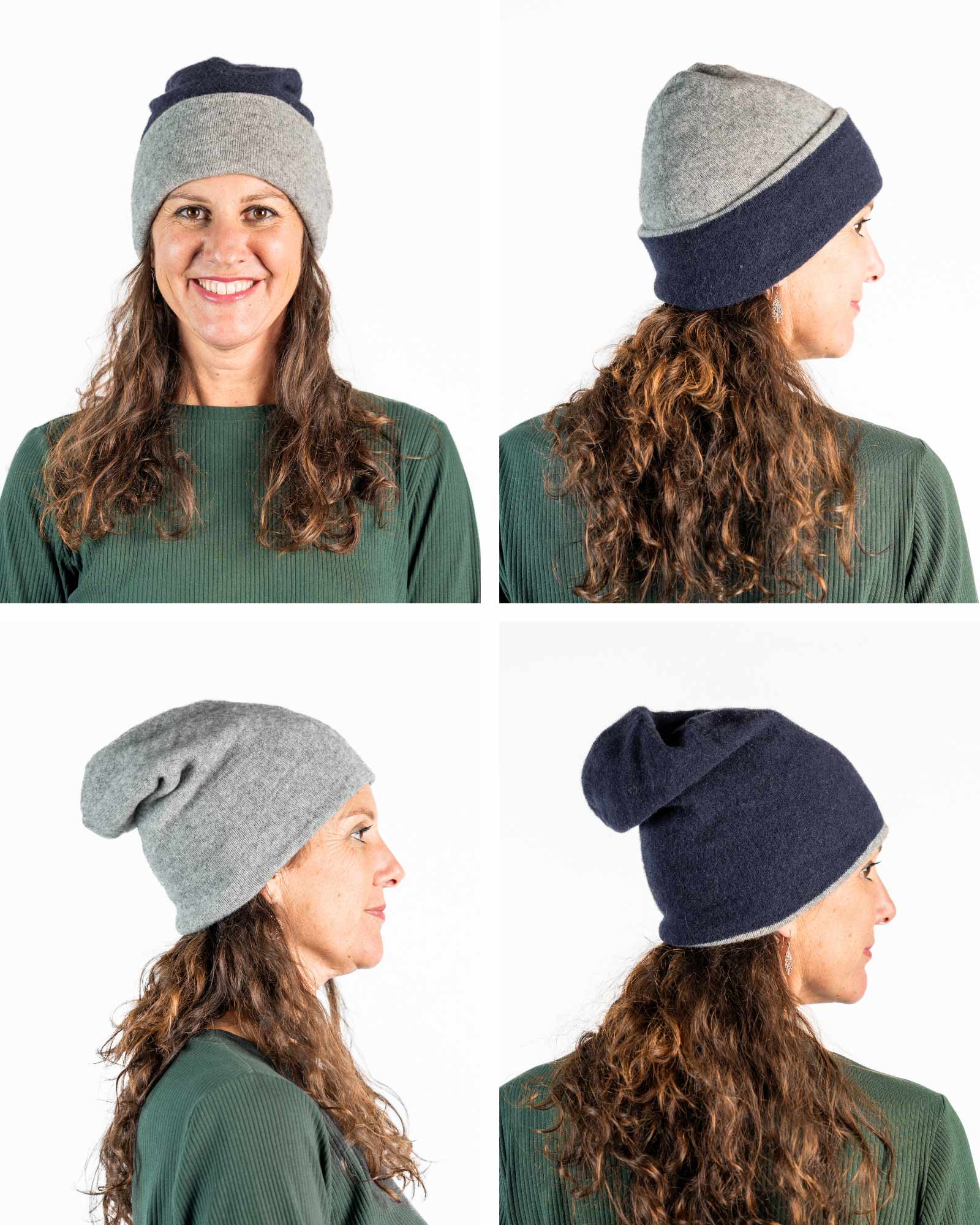 Silver & Twilight Reversible Beanie Hat NX740 - Warm Winter Knit Hat for Men & Women - Stylish Unisex Reversible Beanie for Outdoor Activities, Skiing, Snowboarding & Casual Wear