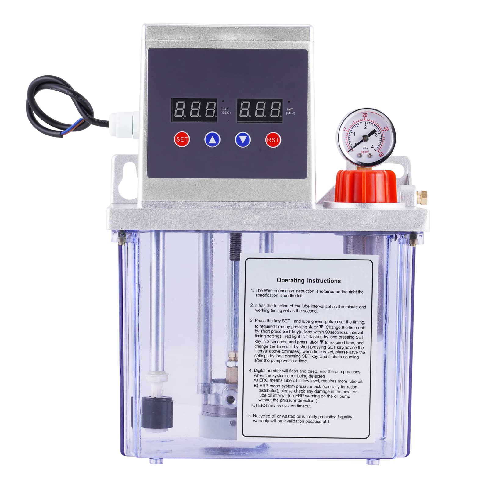 Automatic Lubricating Oil Pump 2L Alloy Gear Pump - CNC Machine Lubrication System with 110V Motor, Double Digital Display & 4Mpa Pressure Gauge (200X) - Perfect for Industrial Machinery Maintenance & Workshop Equipment