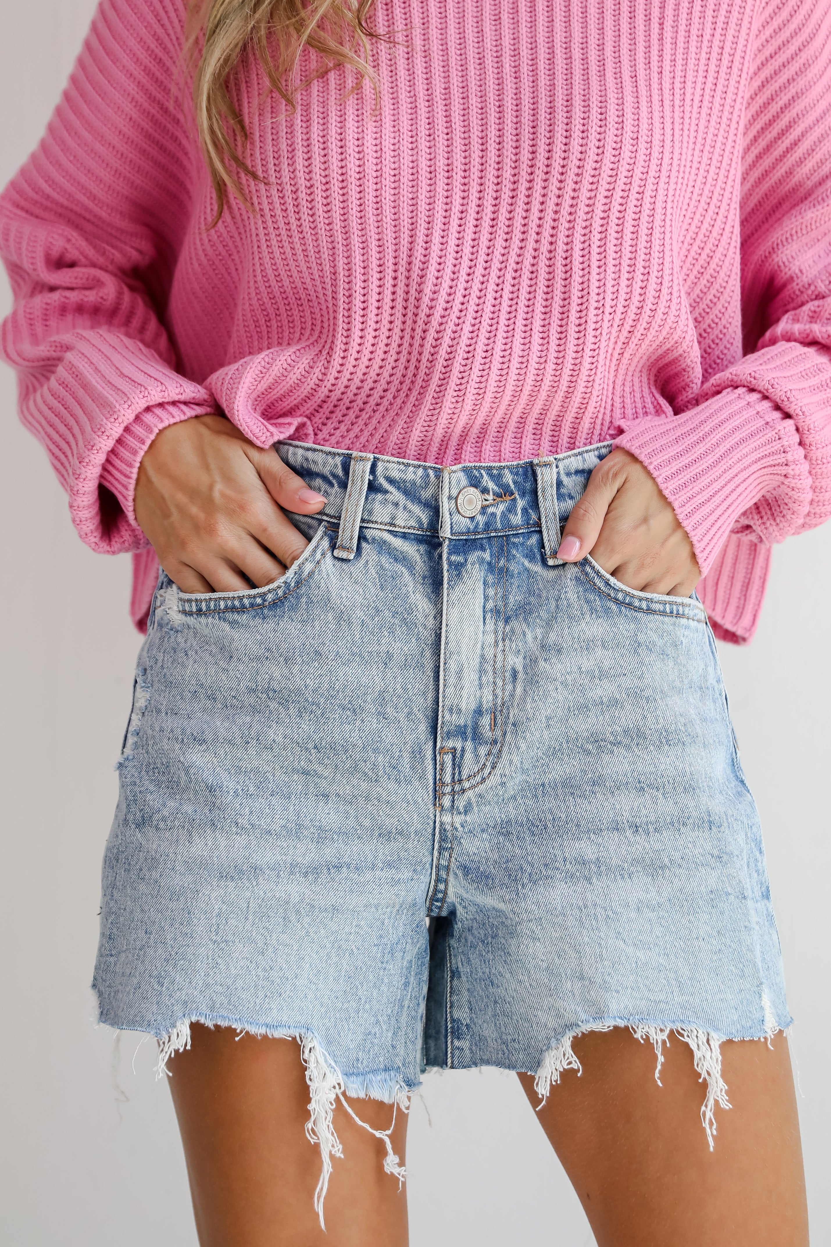 Distressed Denim Shorts for Women - Light Wash Cam High Waisted Vintage Denim Shorts | Perfect for Summer, Beach, and Casual Outfits