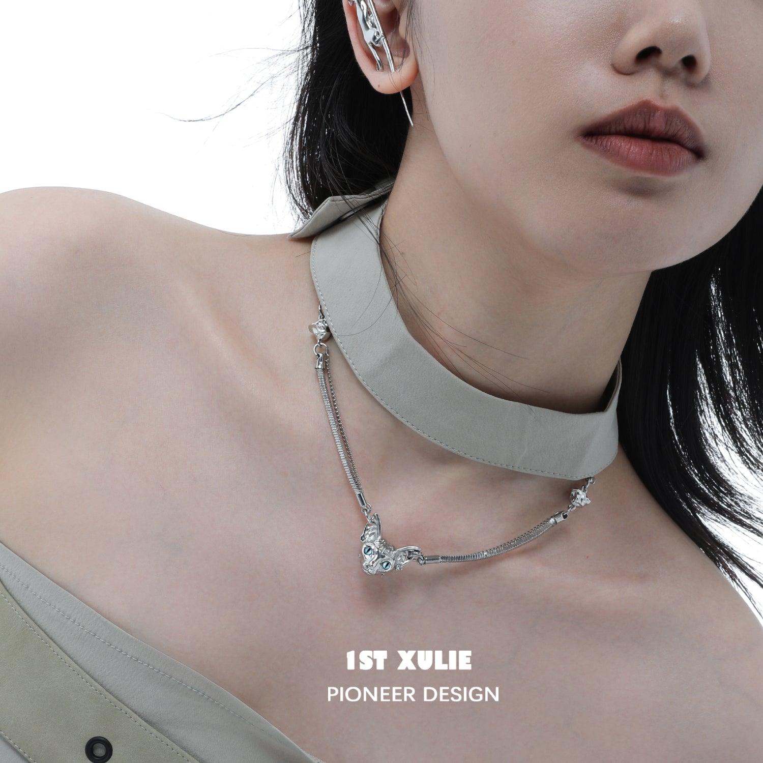 18k Platinum Plated Cat's Gaze Choker Necklace for Women - Elegant Fashion Jewelry Gift for Birthday, Anniversary & Valentine's Day