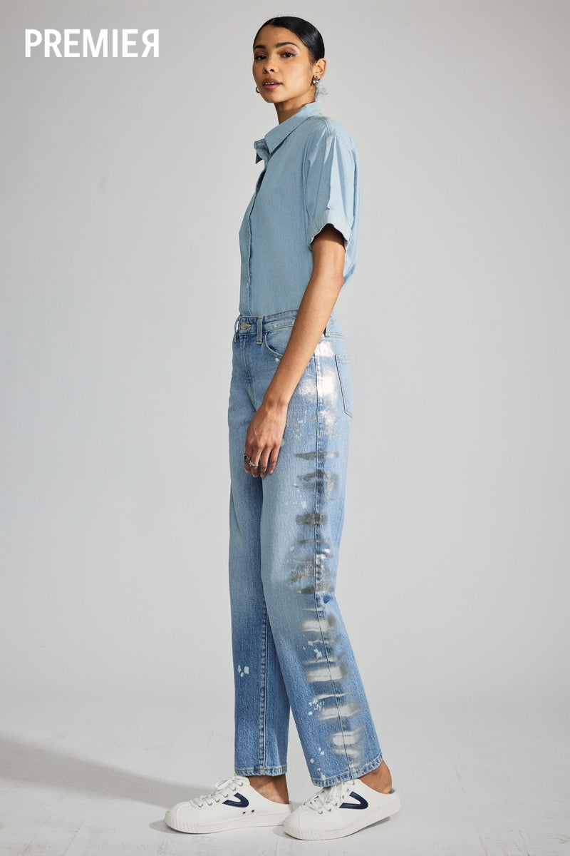 Genevieve Premier High Rise Straight Jeans for Women - Slim Fit Stretch Denim Pants - Comfortable & Stylish for Casual Wear, Office, and Night Out