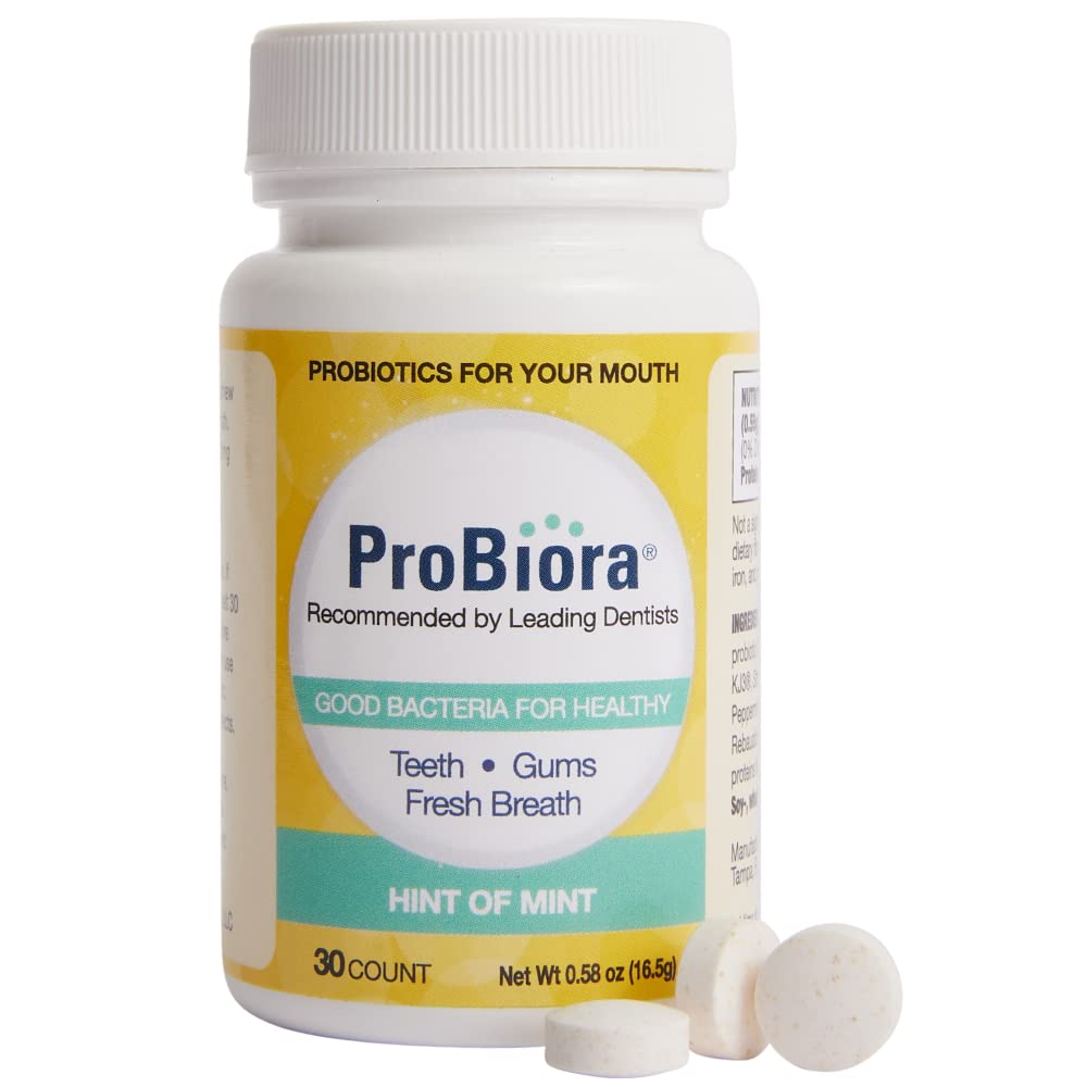 ProBiora3 Oral Probiotics for Teeth and Gums - Dental Health Supplement with Patented Probiotic Blend | Bad Breath Treatment & Teeth Whitening for Adults | 30 Mint Tablets | Supports Fresh Breath & Healthy Smile for Work, Dating and Social Events
