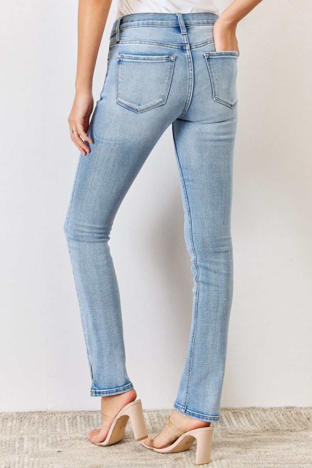 Kancan Women's Mid Rise Y2K Slit Bootcut Jeans - Vintage Retro Denim Pants for Casual Outfits & Night Out | Perfect for Parties, Dates, and Everyday Wear