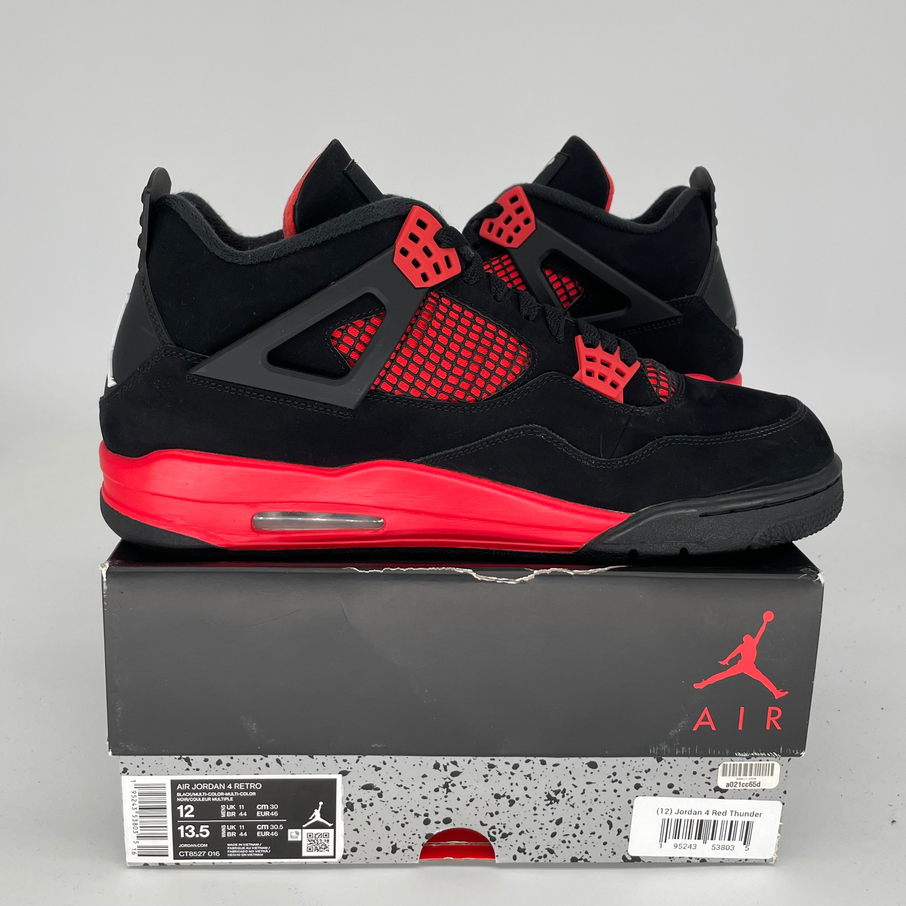 Original Air Jordan 4 Retro 'Red Thunder' Men's Basketball Shoes - Size 12 (CT8527-016) | Authentic Retro Sneakers for Streetwear & Basketball Enthusiasts