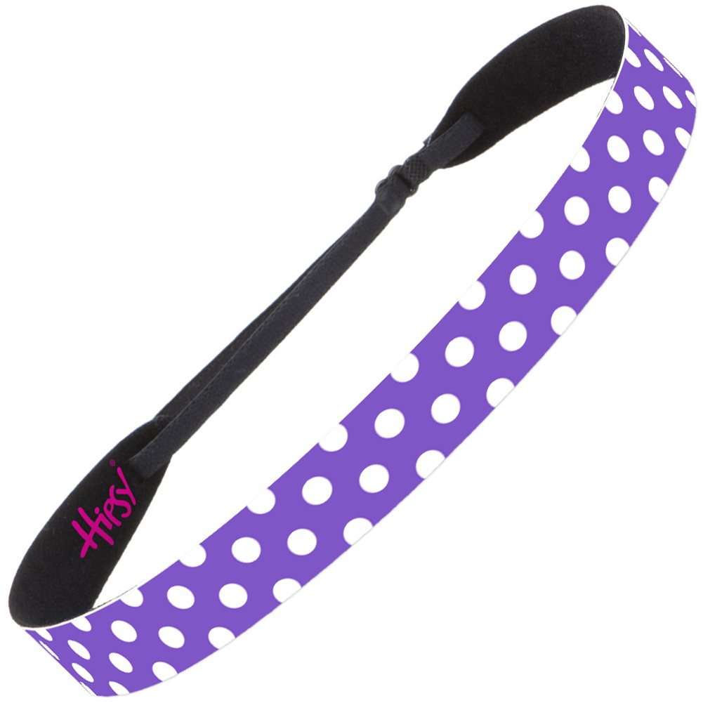 Hipsy Adjustable Non-Slip Wide Fashion Printed Sports Headbands 3-Pack (Polka Dot Green/Yellow/Purple) – Sweat-Wicking Workout Headbands for Running, Yoga, Tennis & Gym – Perfect for Women & Girls