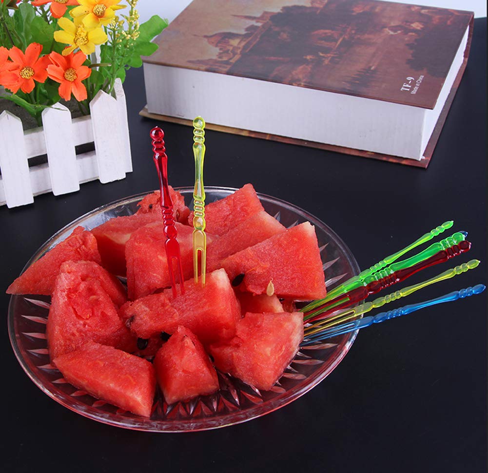 400-Piece Disposable 4-Inch Plastic Cocktail Picks - Colorful Fruit Forks, Cake & Dessert Forks - Perfect for Parties, Weddings, BBQs, and Cocktail Events