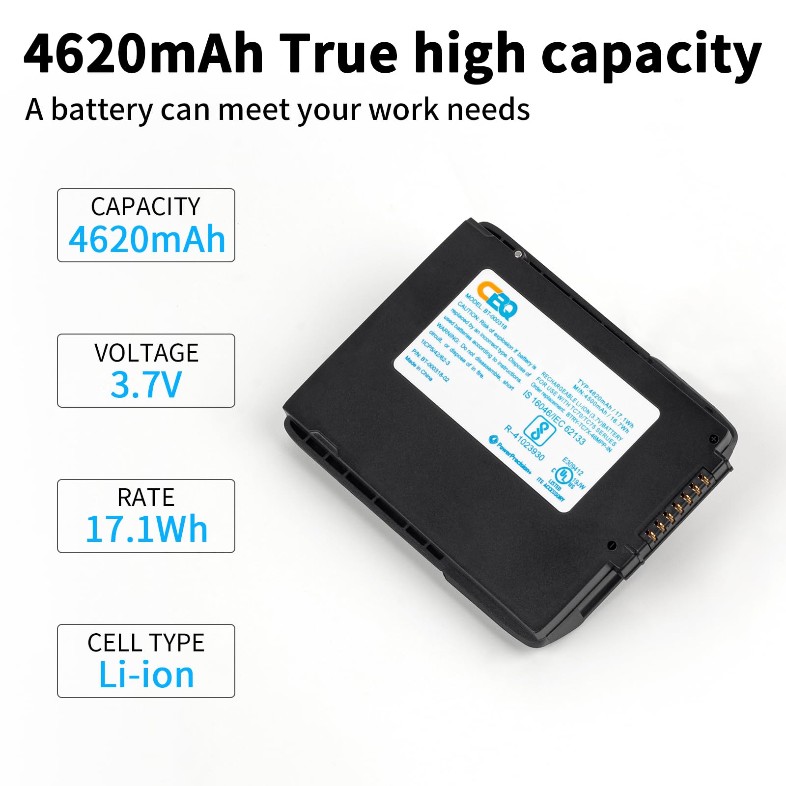 Zebra TC77 TC70 TC72 TC75 TC70X TC75X TC720L TC75EK TC75AH TC75GK TC700H TC700K TC77HL Replacement Battery - 82-171249-01, 82-171249-02, BTRY-TC7X-46MA2 - 10 Pack for Barcode Scanners - Perfect for Retail, Warehouse & Logistics Use
