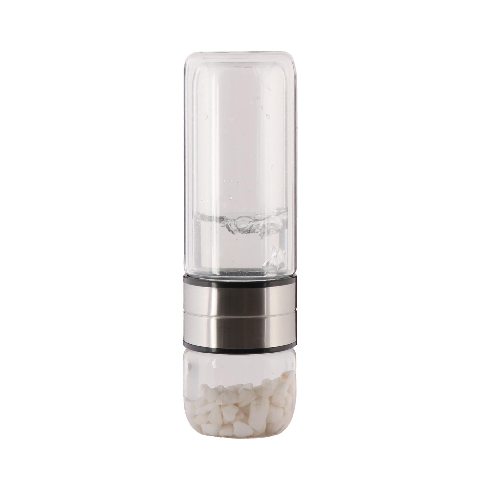 GEMHUB Crystal Water Bottle Set with Genuine Milky Quartz Gemstones | Infuse Your Water with Natural Energy for Wellness & Hydration | Perfect for Home, Office, and Yoga Practice