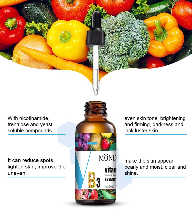 Niacinamide & Vitamin C Face Serum for Healthy Skin - Reduces Spots, Brightens & Tightens - 30ml | Mond'sub Vitamin B3 Serum for Dark Spot Treatment & Glowing Skin Care Routine