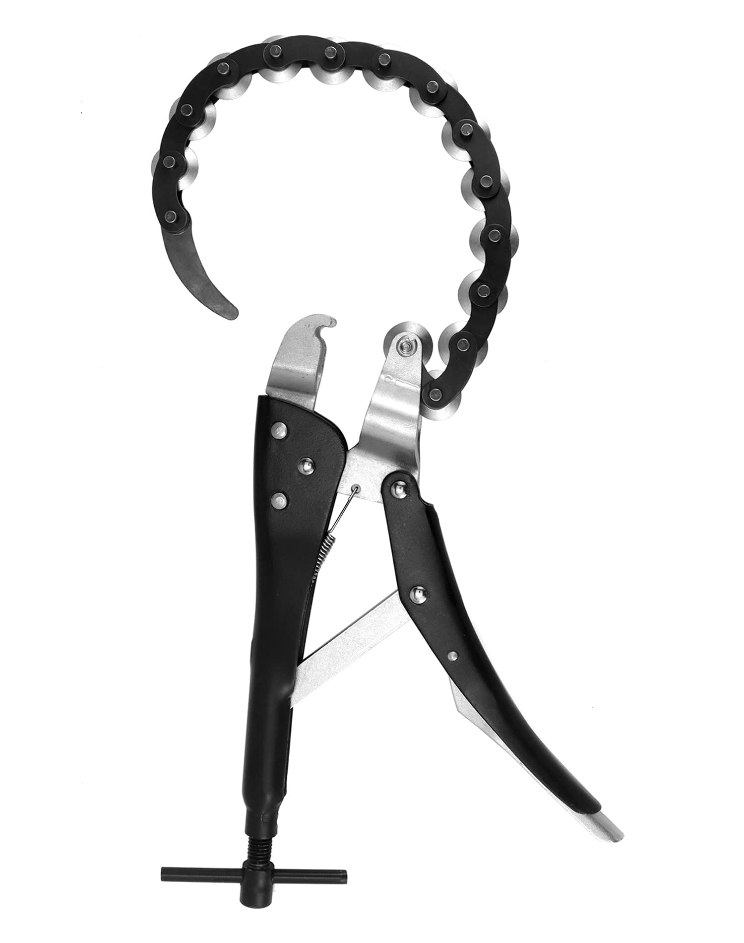 QWORK Heavy Duty Exhaust Pipe Cutter - Professional Black Carbon Steel Chain Tailpipe Cutting Tool with Replaceable Wheels for Automotive Repair & Muffler Installation