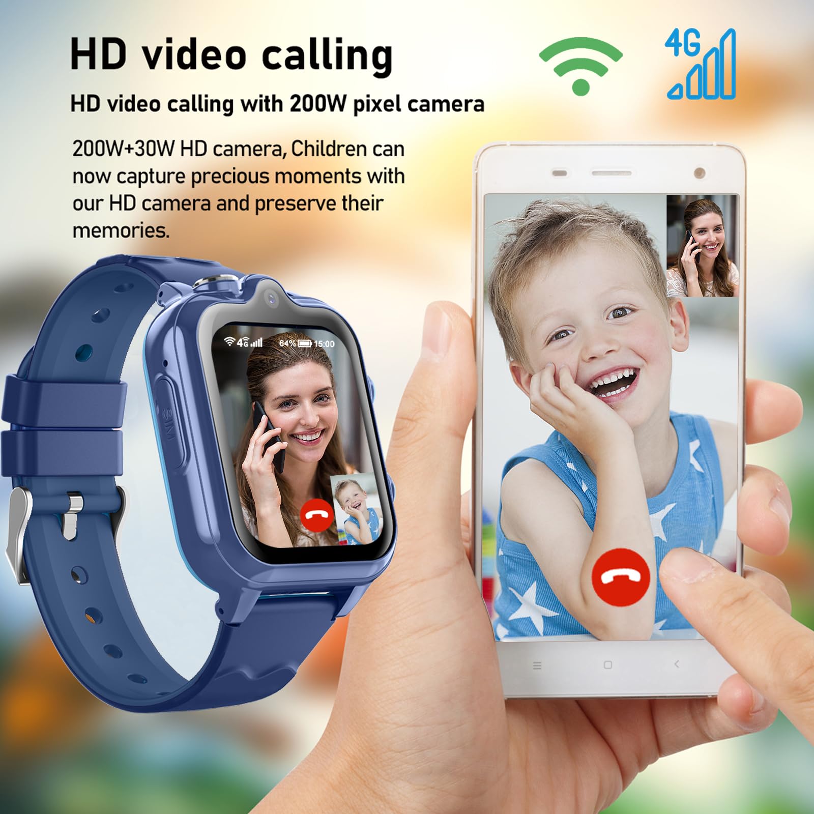 4G Kids GPS Smart Watch with WiFi, SMS, Call & Video Chat - Bluetooth, Pedometer, Alarm & Audio Recorder | Christmas & Birthday Gift for Ages 4-16 | Perfect for School Safety & Parent-Child Communication