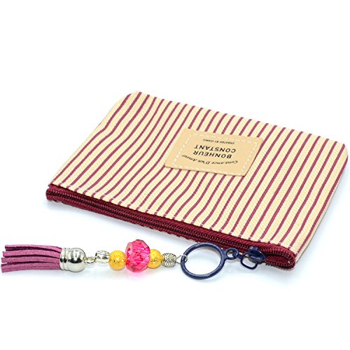 -Ladies Canvas Classic Retro Small Change Coin Purse Keychain-