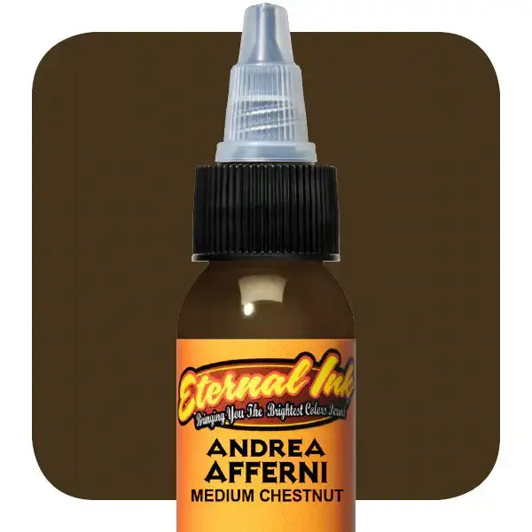 Andrea Afferni Eternal Ink - Medium Chestnut 1oz - Premium Tattoo Ink for Professional Artists & Tattoo Enthusiasts - Ideal for Fine Line Work, Shading & Permanent Makeup