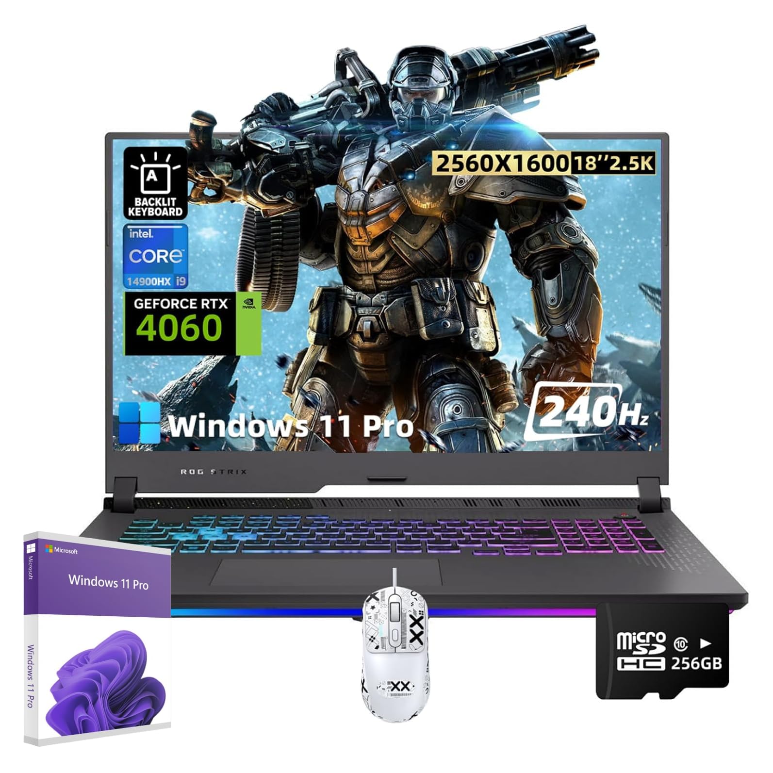ASUS ROG Strix-G18 Gaming Laptop - Intel Core i9-14900HX 24-Core Processor, 32GB DDR5 RAM, 2TB SSD, 18-inch 2.5K QHD 240Hz Display, RGB Backlit Keyboard, NVIDIA GeForce RTX 4060, Windows 11 Pro - Perfect for High-End Gaming, Streaming & Content Creation