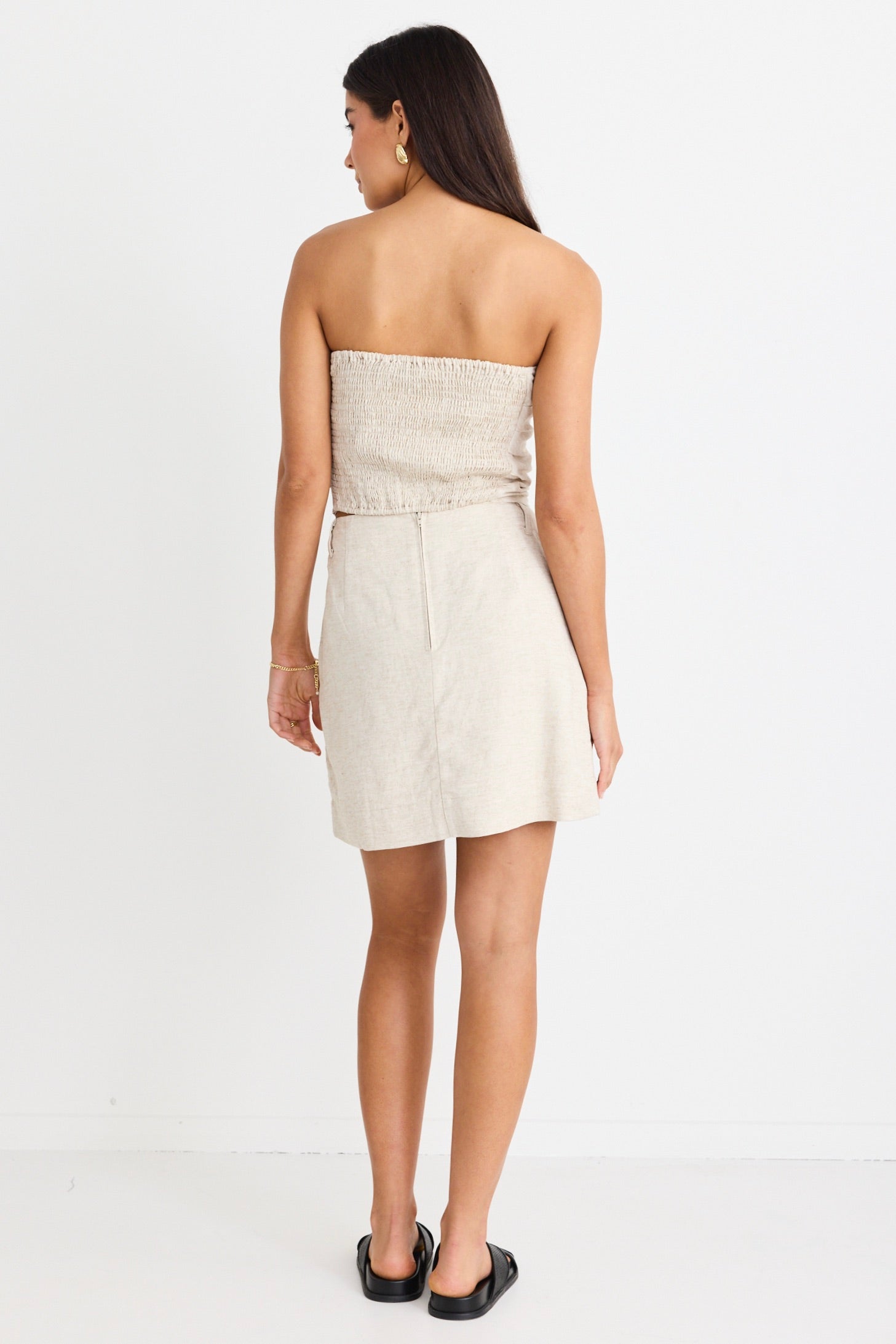 Strapless Linen Blend Top for Women - Breathable & Comfortable Summer Fashion - Perfect for Beach, Vacation, and Casual Outings