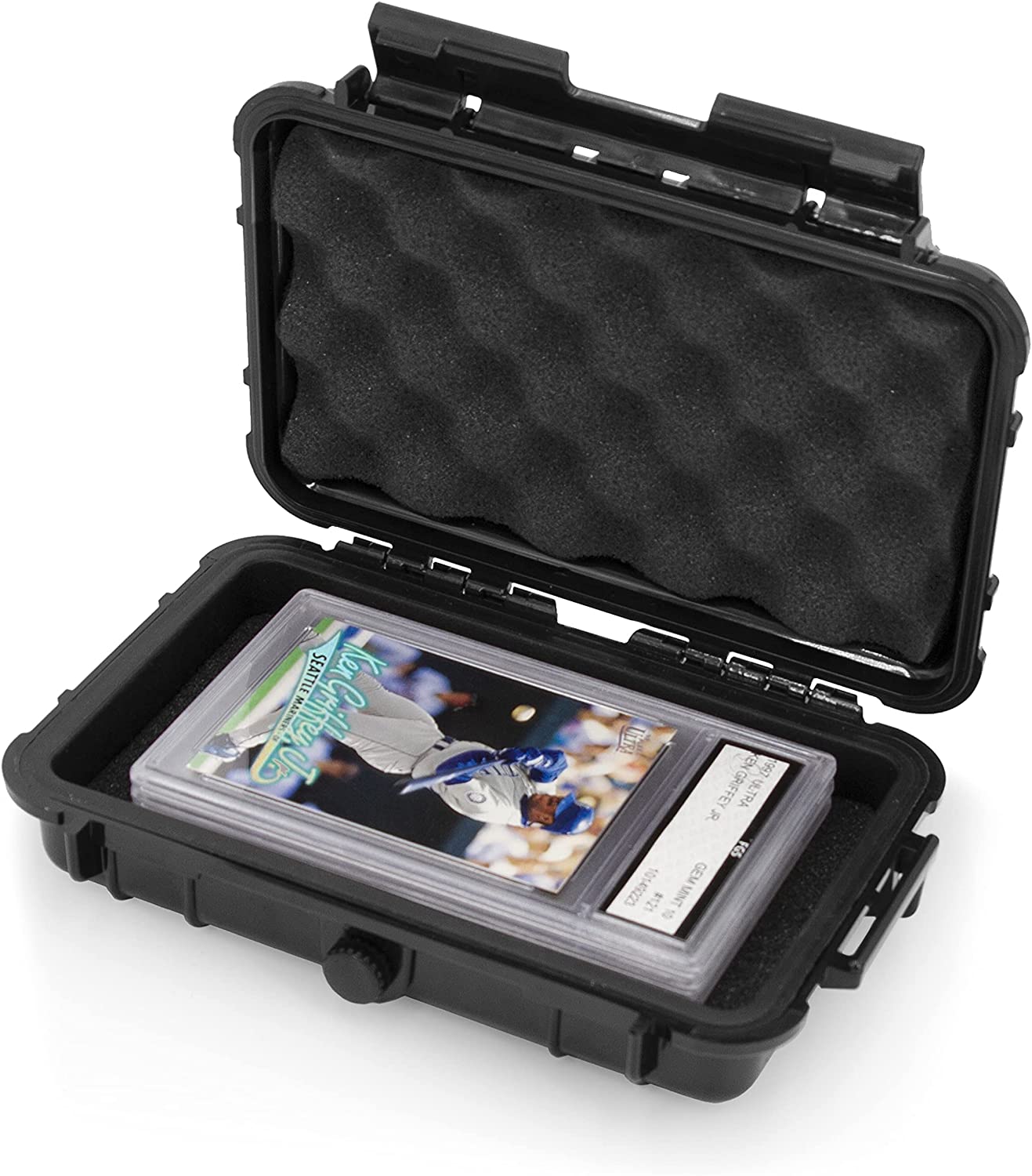 CASEMATIX Graded Card Storage Box - Airtight & Waterproof Sports Trading Card Case Holds Up To 5 PSA Graded Card Slabs - Perfect for Collectors, Card Shows & Secure Storage