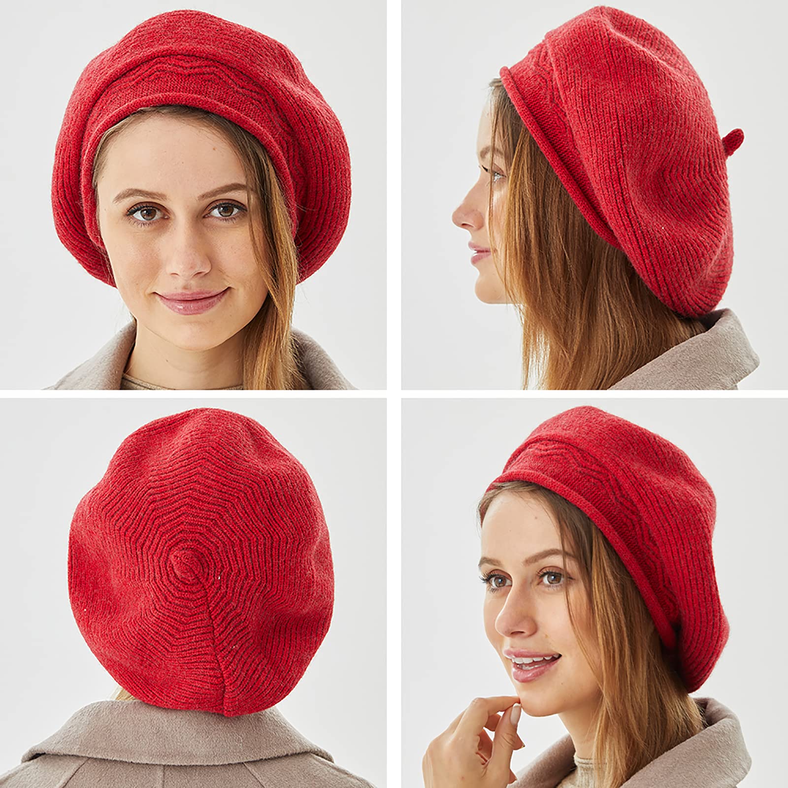 Women's French Style Beret Hat - Winter Warm Wool Lining Knit Beanie Cap for Fashion & Cold Weather | Perfect for Fall, Winter Outfits & Holiday Travel
