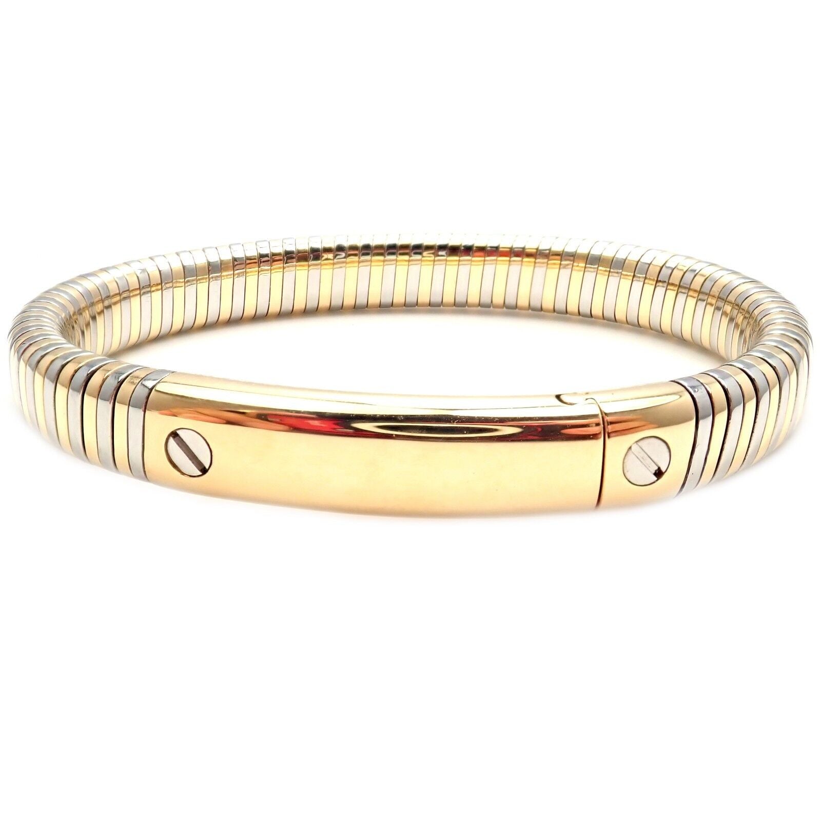 Authentic Vintage Van Cleef & Arpels 18k Yellow Gold & Steel Bangle Bracelet - Luxury Jewelry for Women, Perfect for Weddings, Parties & Special Occasions