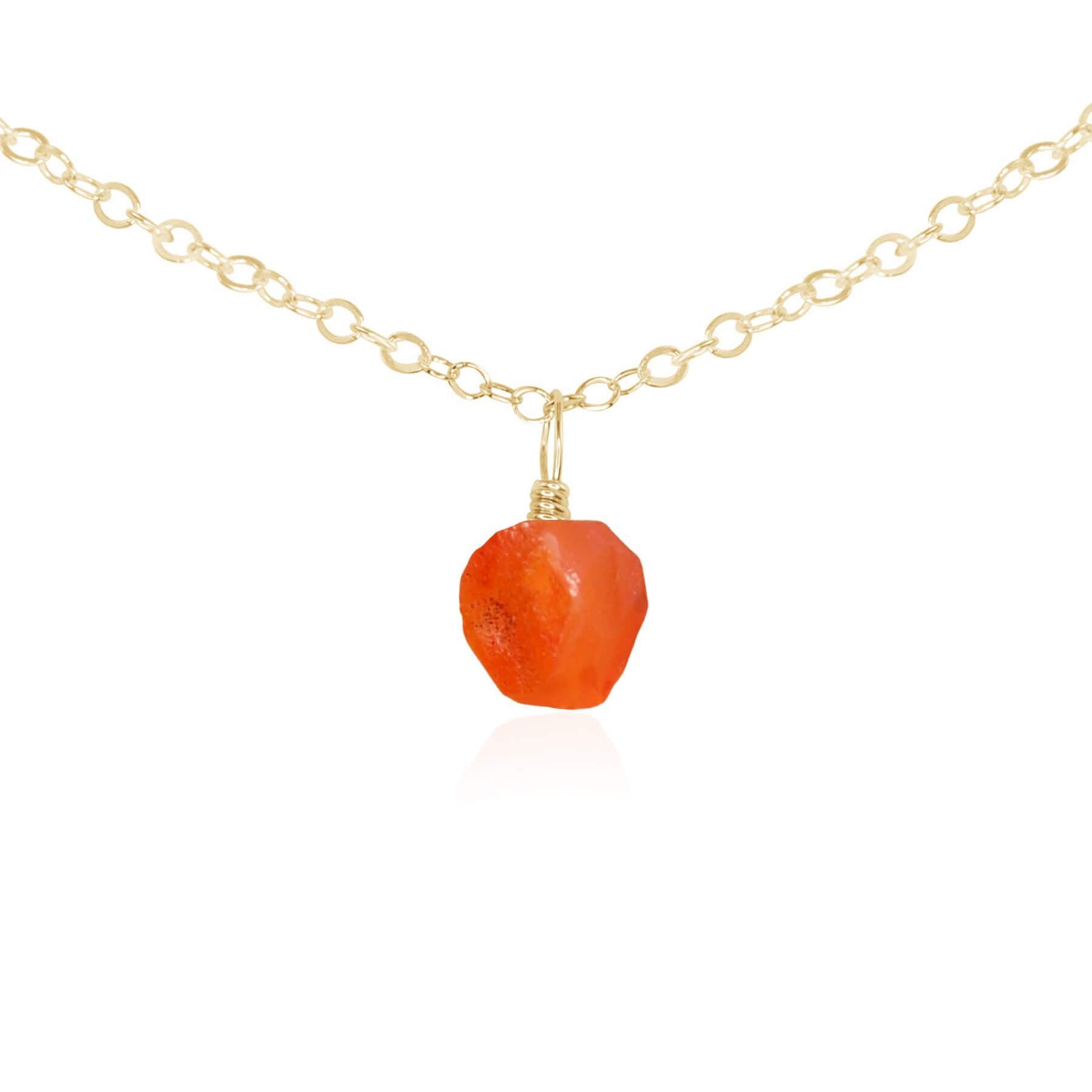 Natural Tiny Rough Carnelian Gemstone Pendant Choker Necklace for Women - Healing Crystal Jewelry for Energy, Protection & Spiritual Balance | Perfect for Meditation, Yoga & Everyday Wear