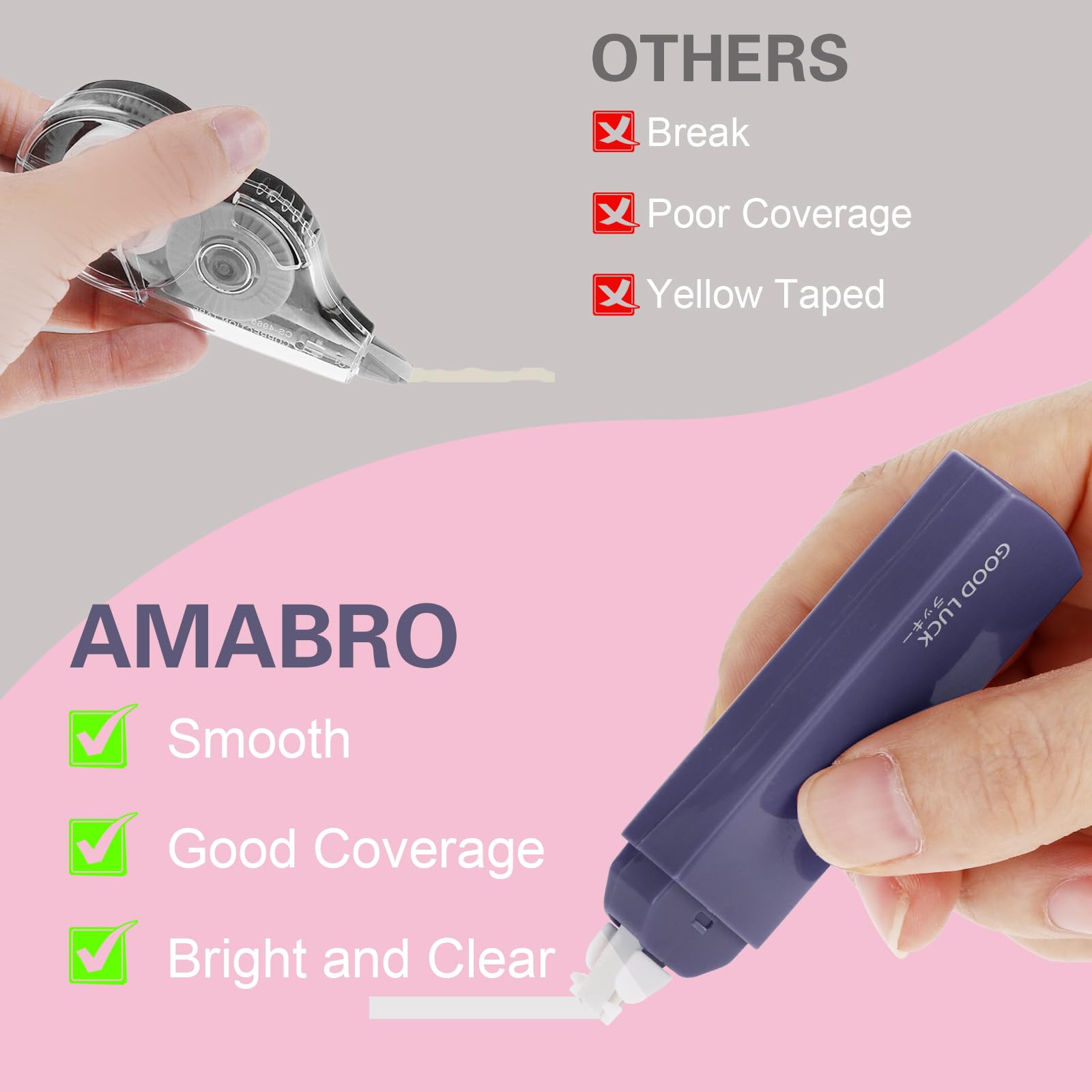 6PCS Mini Whiteout Correction Tape Rollers - Small Instant Correction Tapes for Students, Office & School Supplies - Cute Gradient Purple Whiteout Tape Set (Perfect for Homework, Notes & Document Editing)