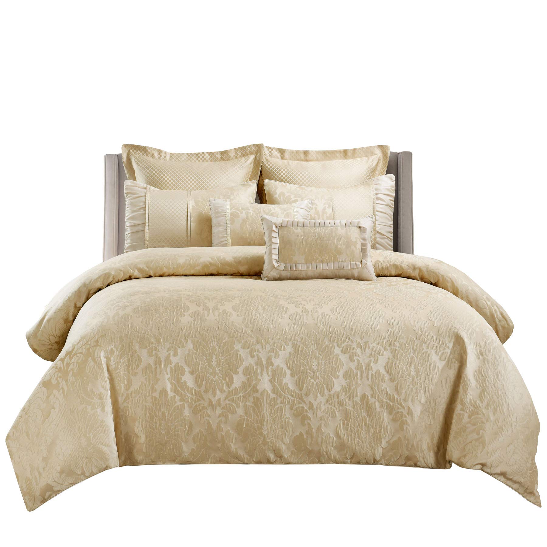 13-Piece California King Bed in a Bag Set - Beige Duvet Cover, 100% Cotton Sheets, Bed Skirt & Down Alternative Comforter | Complete Luxury Bedding for Master Bedrooms & Guest Suites