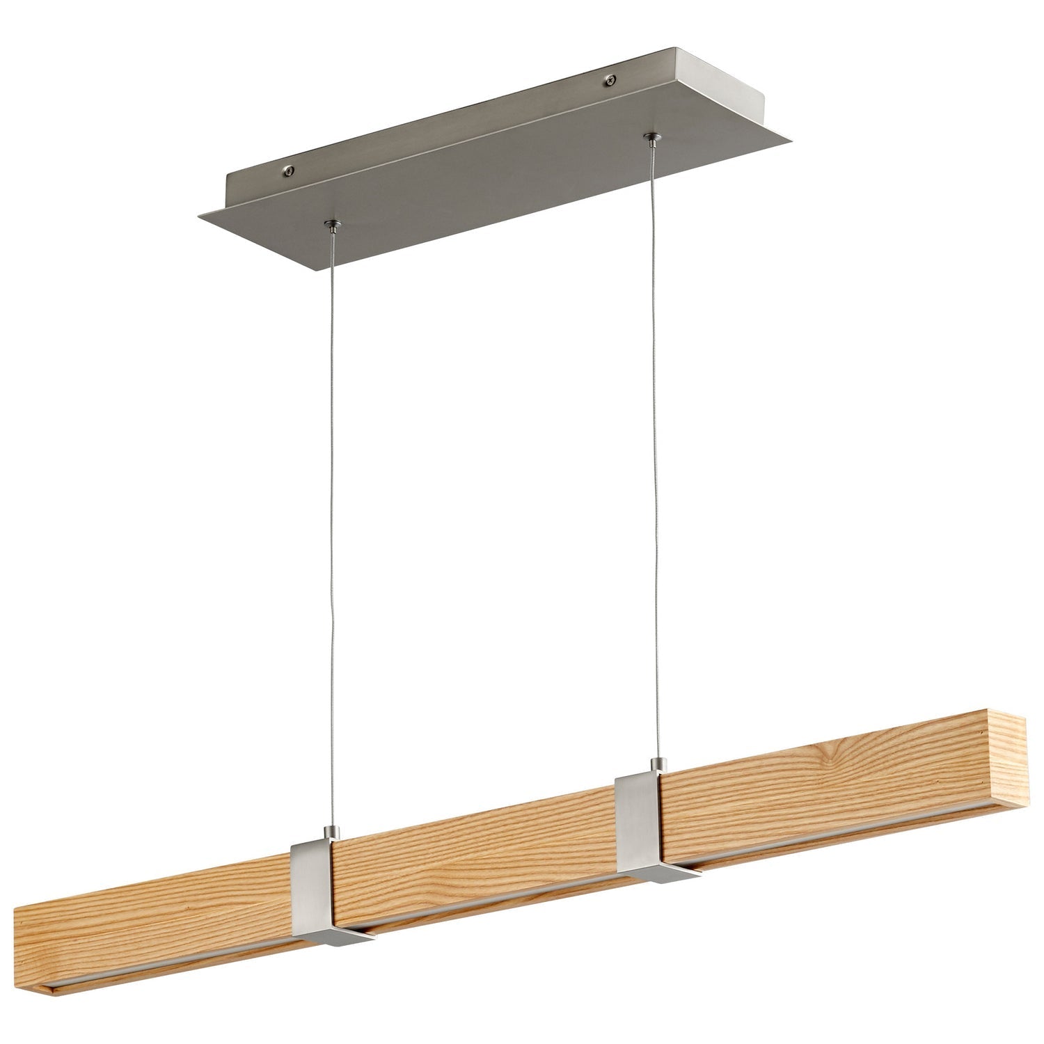 Oxygen Decca 3 36 5224 Modern Pendant Light Fixture in Satin Nickel with White Oak Shade - Perfect for Dining Room, Kitchen Island, and Contemporary Home Decor