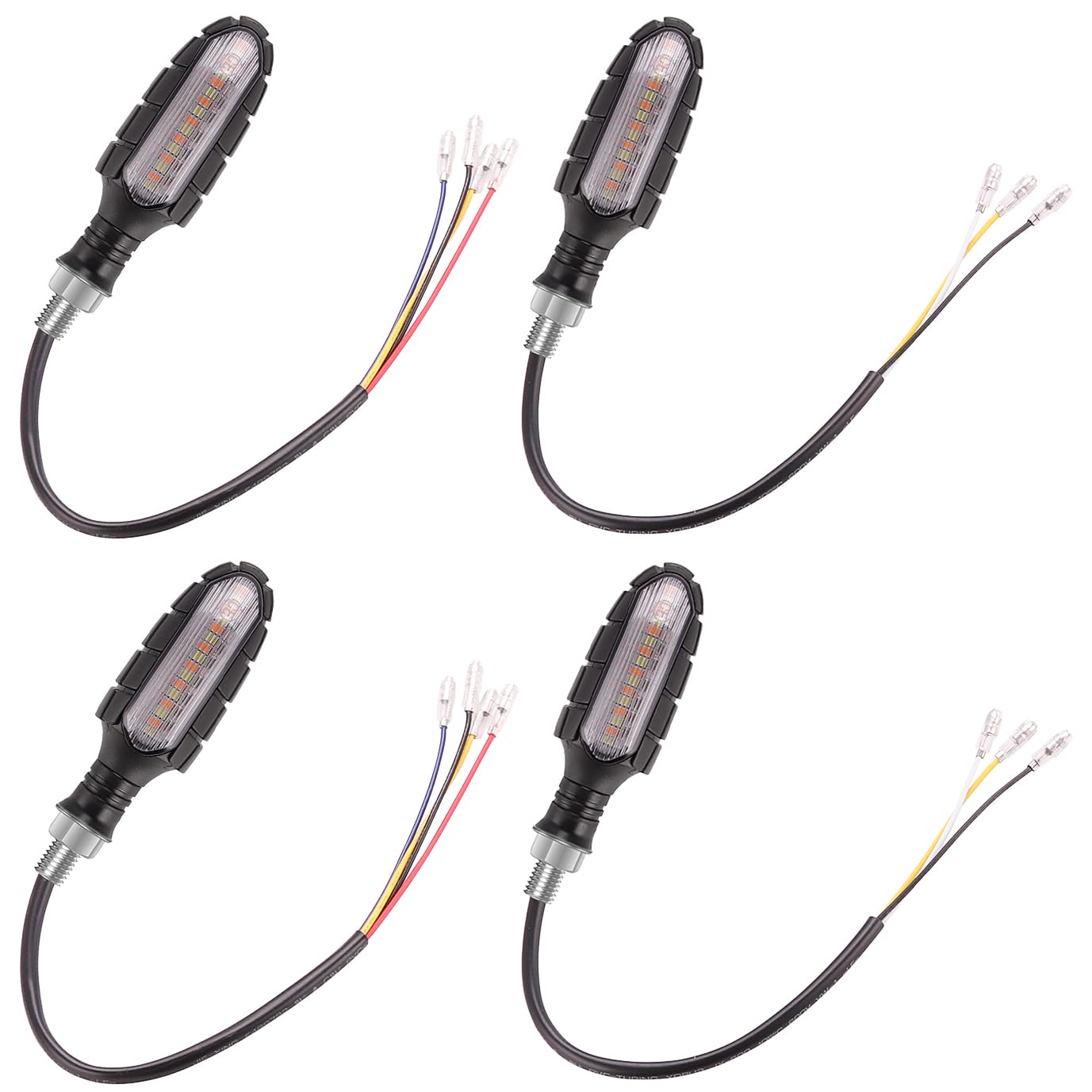 Kinstecks 4PCS Motorcycle LED Turn Signal Lights - Amber White Red Flowing Indicators, 12V Daytime Running Lights & Brake Taillights for Motorbikes | Perfect for Night Riding and Enhanced Safety