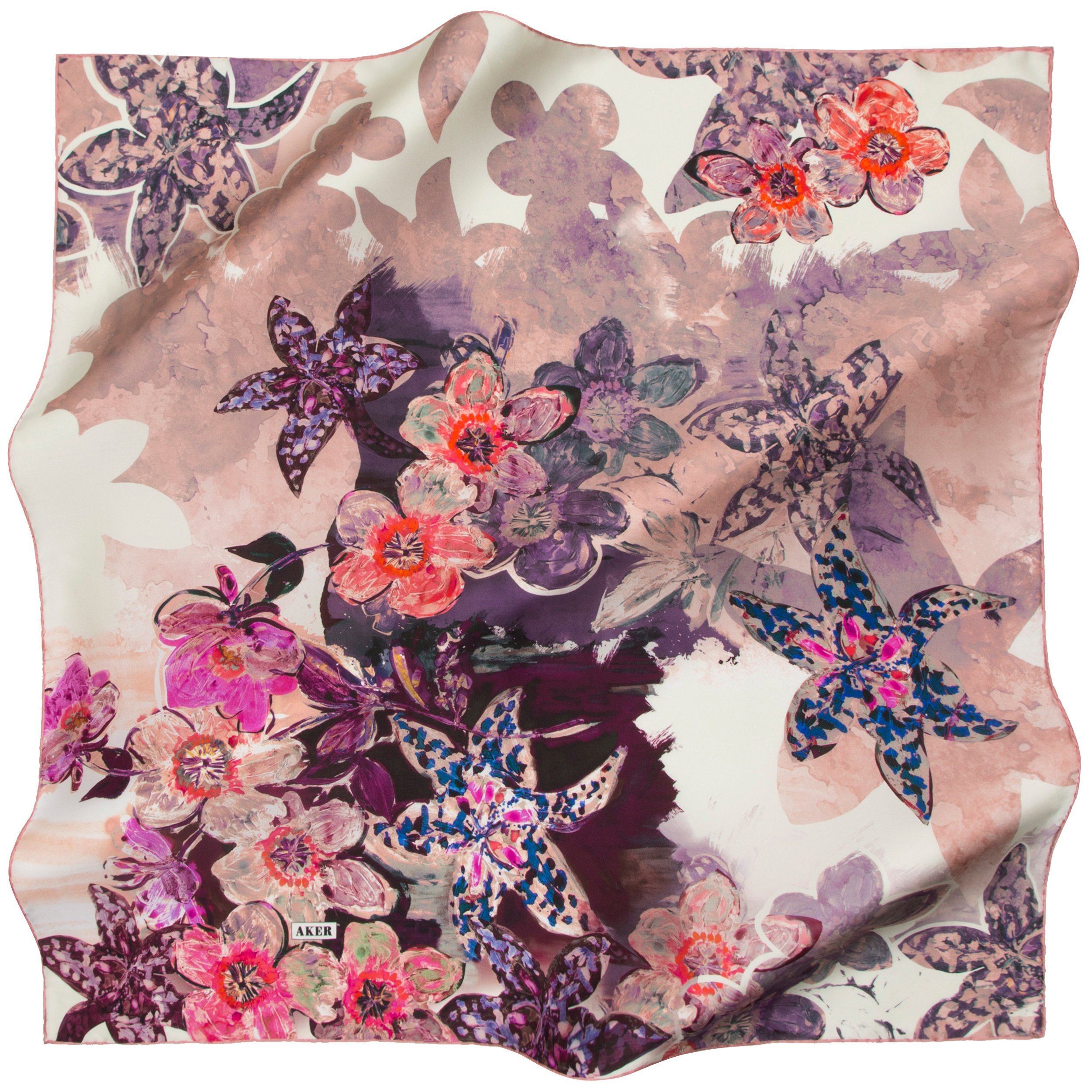 Aker Daisy Silk Scarf for Women - Elegant Floral Print Fashion Accessory - Perfect for Office, Party & Special Occasions