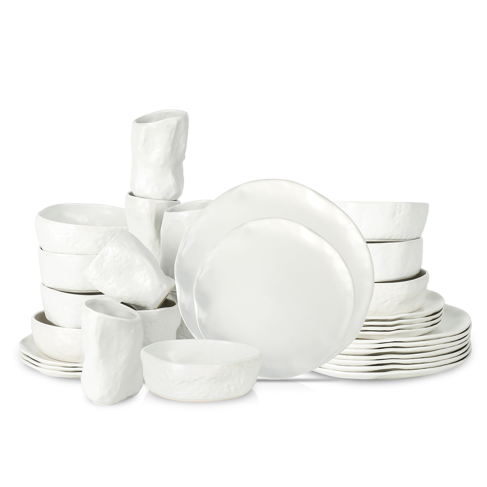 Premium Atik Stoneware Dinnerware Set - Elegant White Porcelain Plates, Bowls & Mugs - Perfect for Family Dinners, Holiday Gatherings & Restaurant Use