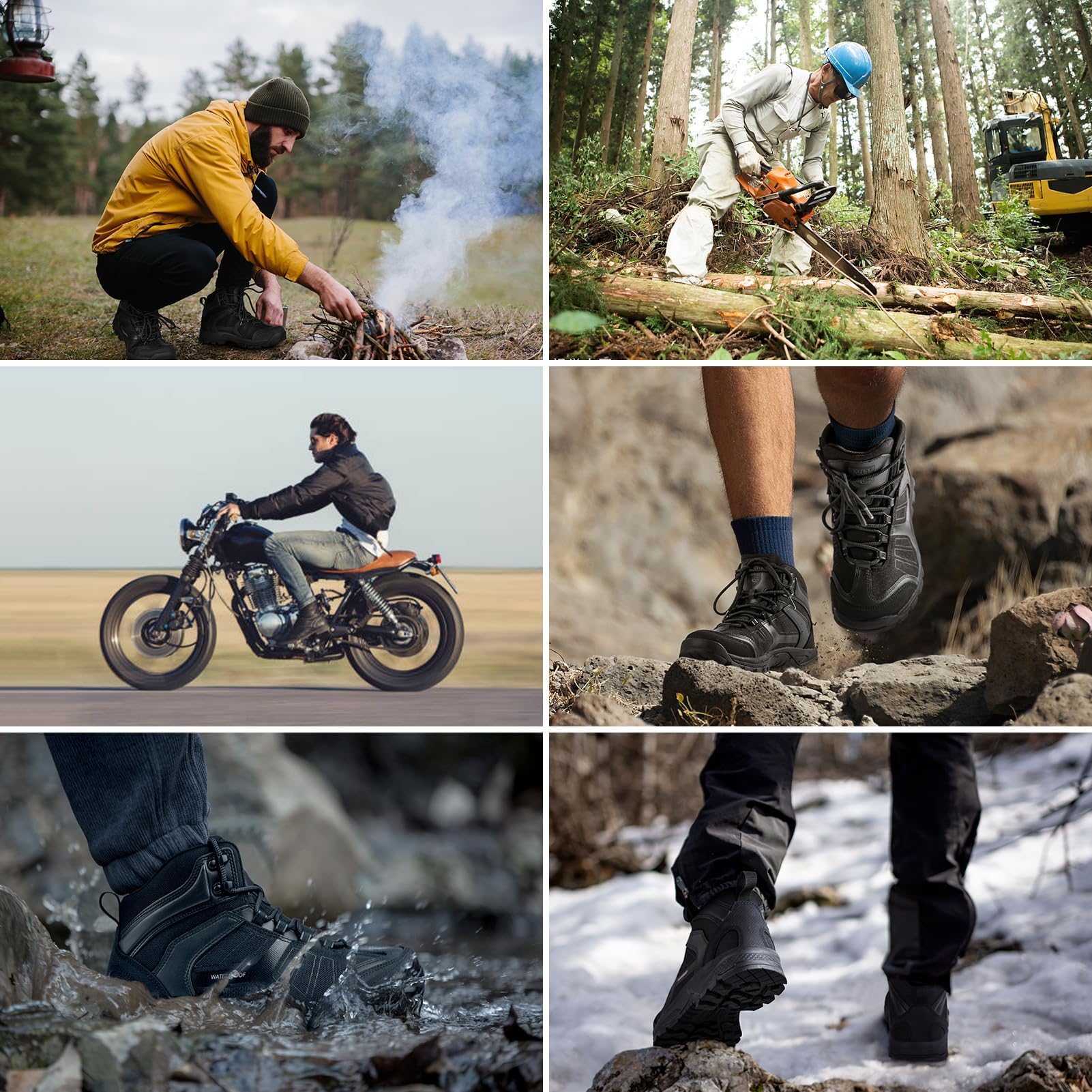 FREE SOLDIER Men's Waterproof Hiking Boots - Lightweight Outdoor Trekking Shoes for Mountain Climbing & Trail Walking (Black) - Perfect for Camping, Backpacking & Winter Adventures