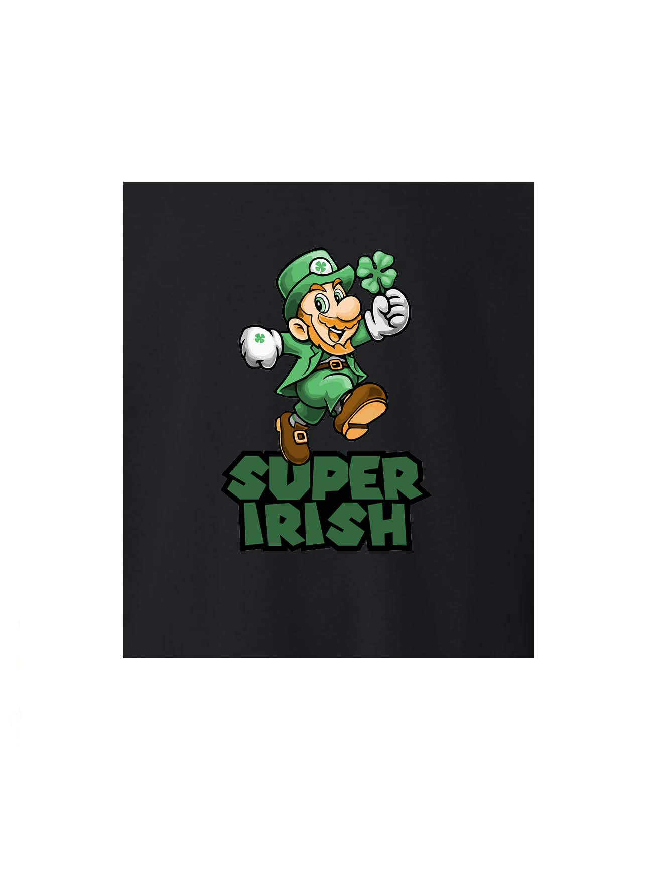 ALLNTRENDS Super Irish St. Patrick's Day Sweatshirt for Adults - Retro Game Leprechaun Design - Perfect for St. Paddy's Parties & Casual Wear
