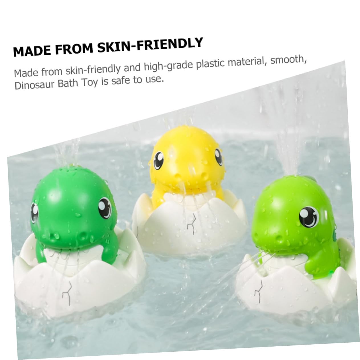 FAVOMOTO 4 Pack Dinosaur Bath Toys for Kids - Light Green Rubber Bathtub Toys with 1200mAh Battery - Fun Bath Time & Pool Play for Toddlers