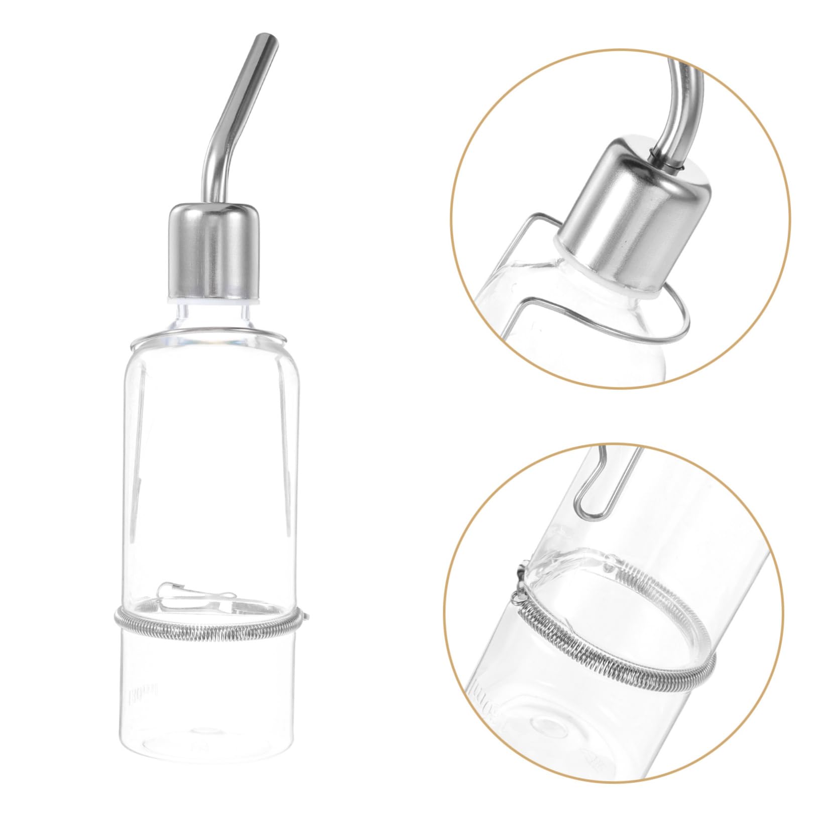 POPETPOP Stainless Steel Small Animal Water Bottle - 180ml Squirrel Rabbit Hamster Chinchilla Guinea Pig Drinking Feeder | Durable Pet Supplies for Cage, Hutch & Travel Use