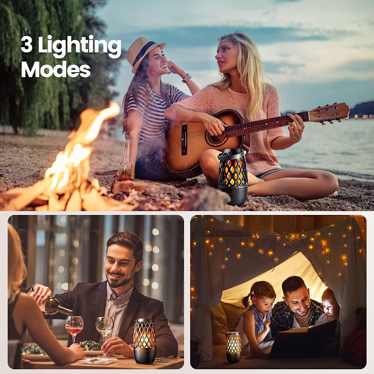 2 Pack Waterproof Bluetooth Speakers with LED Lights - Wireless Outdoor Speakers with Stereo Sound & Multi-Sync Technology - Perfect for Pool Parties, Patio Gatherings, Camping & Gifts for Men