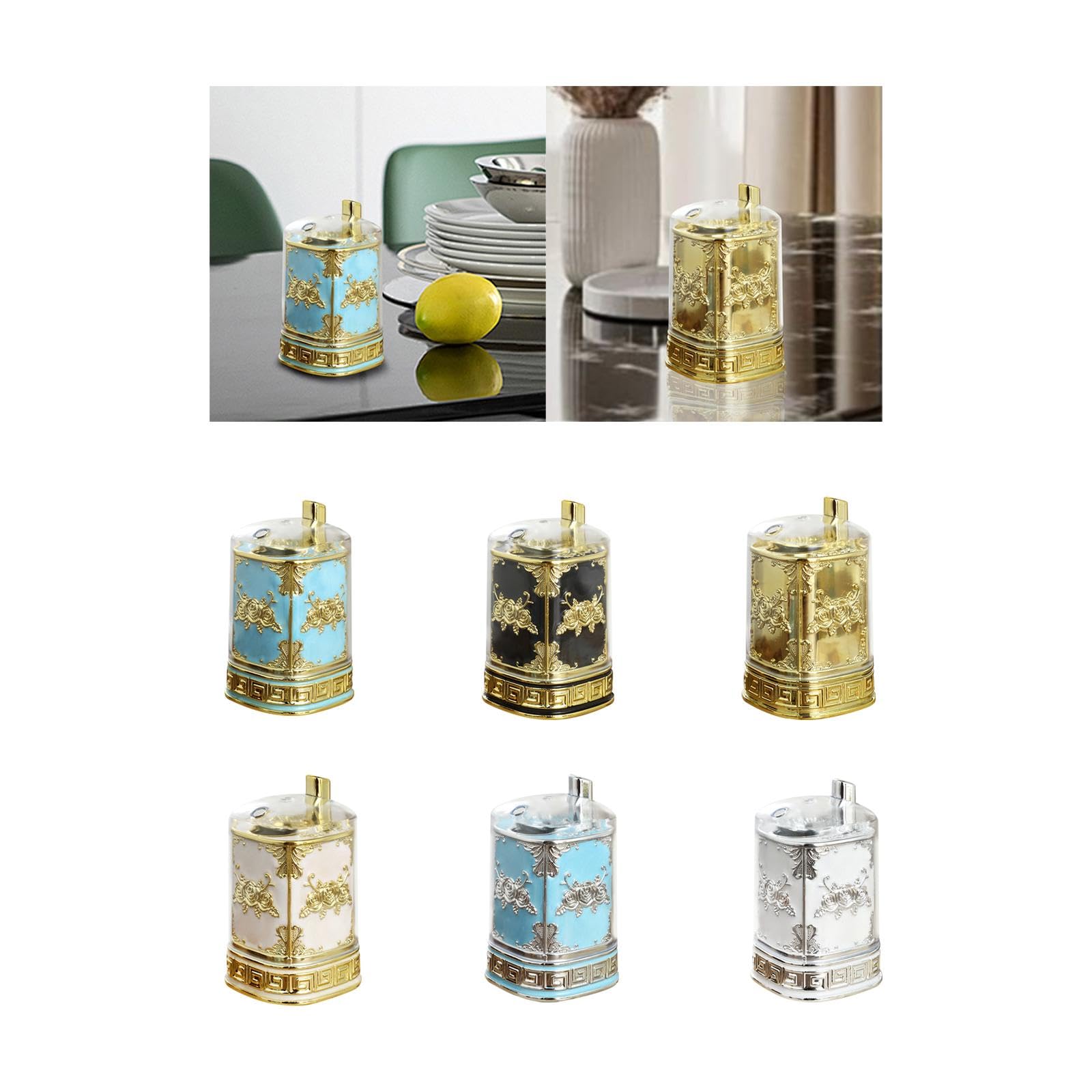 CALANDIS® Decorative Toothpick Holder Box - Elegant Gold & Light Blue Design for Restaurants, Apartments, Dining Rooms | Perfect for Tabletop Decor & Party Serving | 1 Toothpick Box