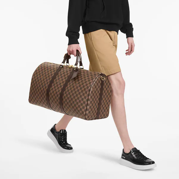 Authentic Louis Vuitton Keepall Bandouliere 55 Travel Duffle Bag in Damier Ebene Canvas - Perfect for Weekend Getaways & Business Trips