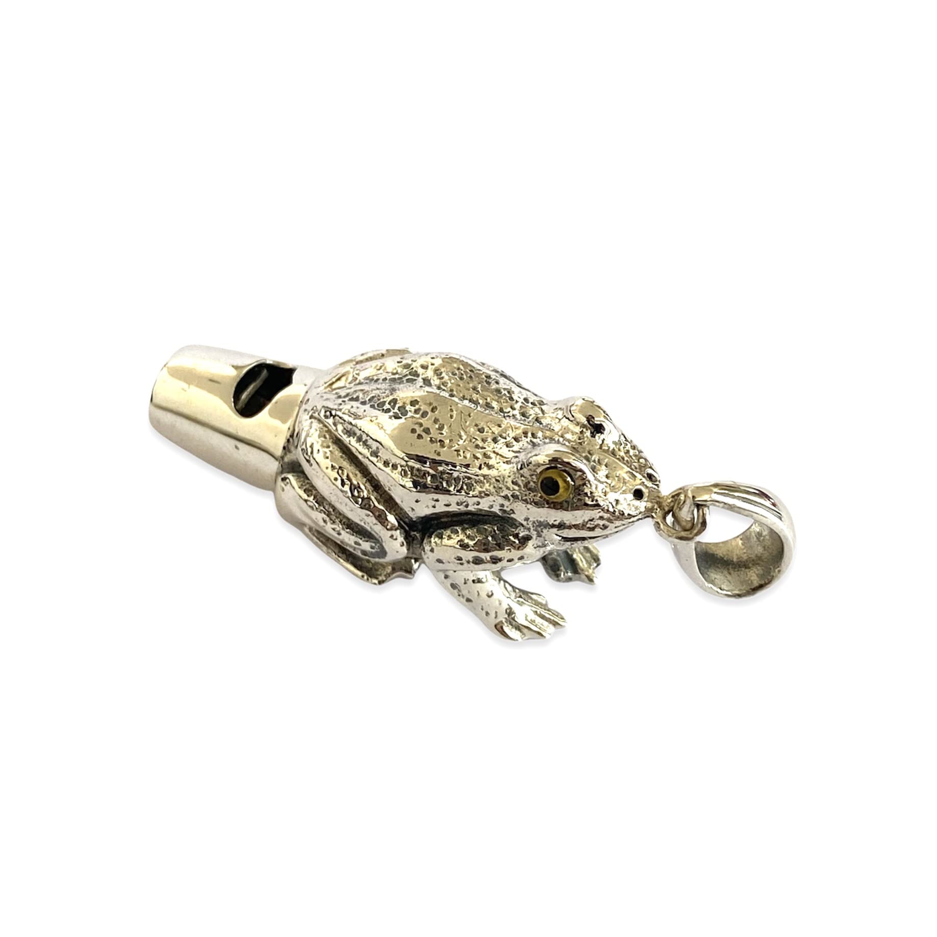 925 Sterling Silver Victorian Style Frog Whistle Pendant with Glass Eyes - Unique Vintage Jewelry for Nature Lovers, Gift for Her, Perfect for Costume Parties & Renaissance Fairs