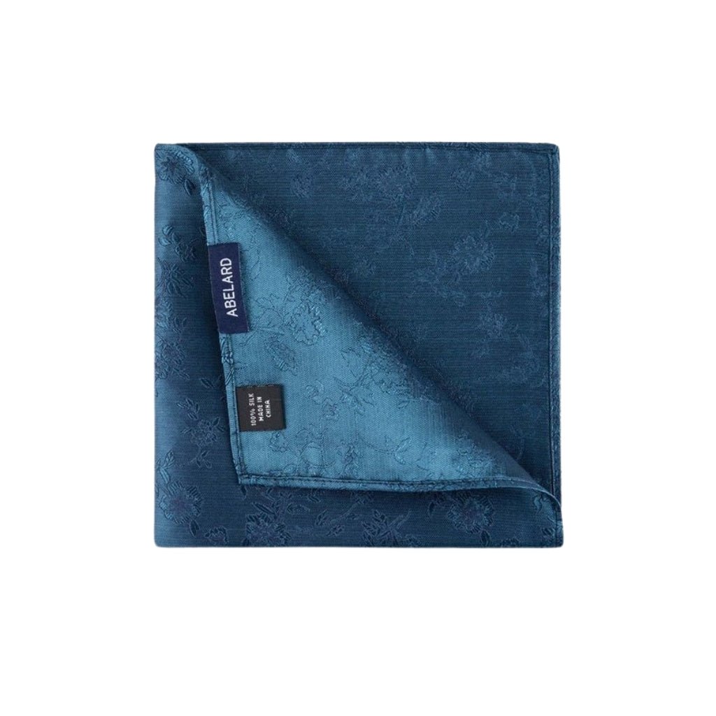 ABELARD Blue Paisley Pocket Square for Men - Elegant Silk Handkerchief for Weddings, Business & Formal Events