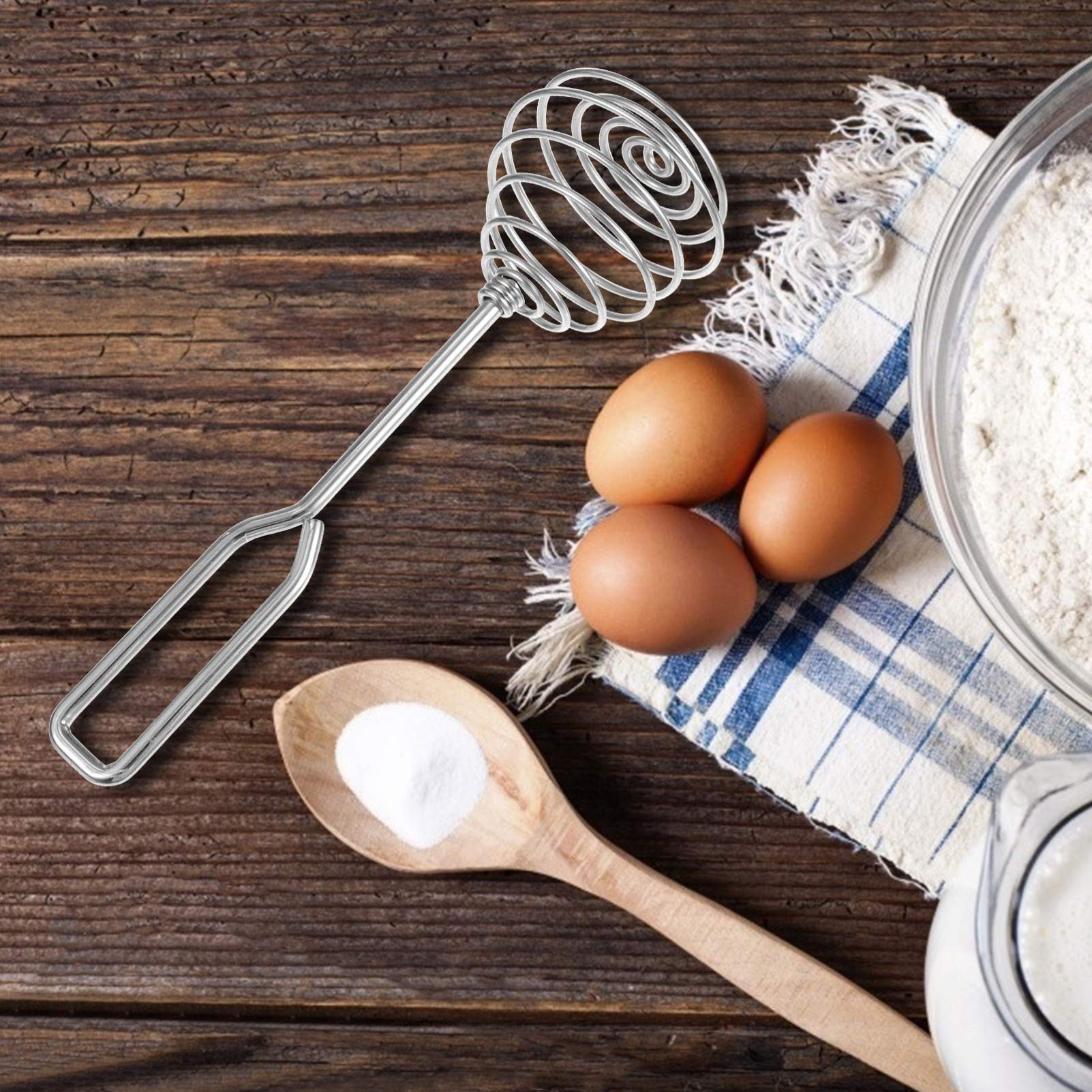 Hemoton 2-Pack Stainless Steel Egg Whisks - Square-Shank Kitchen Stirring Tools for Baking, Cooking & Mixing Eggs, Flour, Cream - Perfect for Home Bakers & Professional Chefs