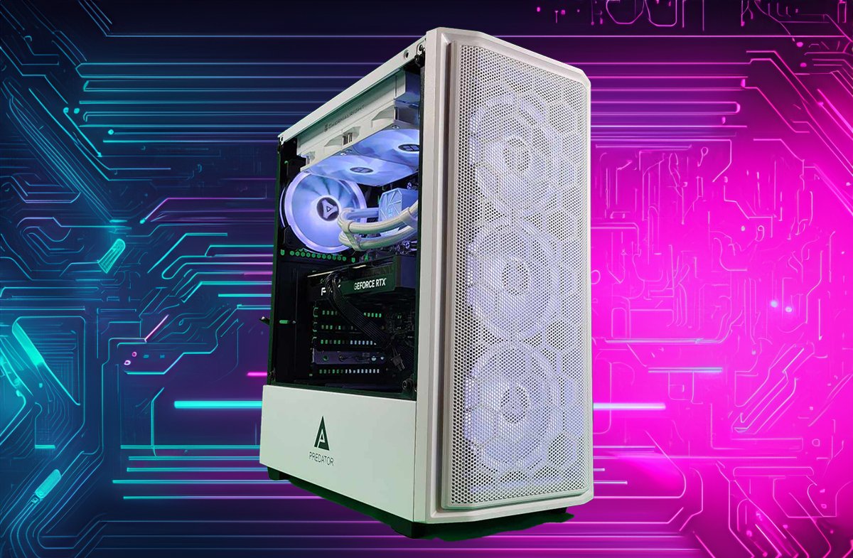 Predator Custom Gaming Desktop PC - AMD Ryzen 5, RTX 4070, 1TB SSD, 16GB DDR4, RGB Lighting, WiFi 6, Windows 11 (White) - Ultimate Gaming & Streaming Setup for Esports & Content Creation