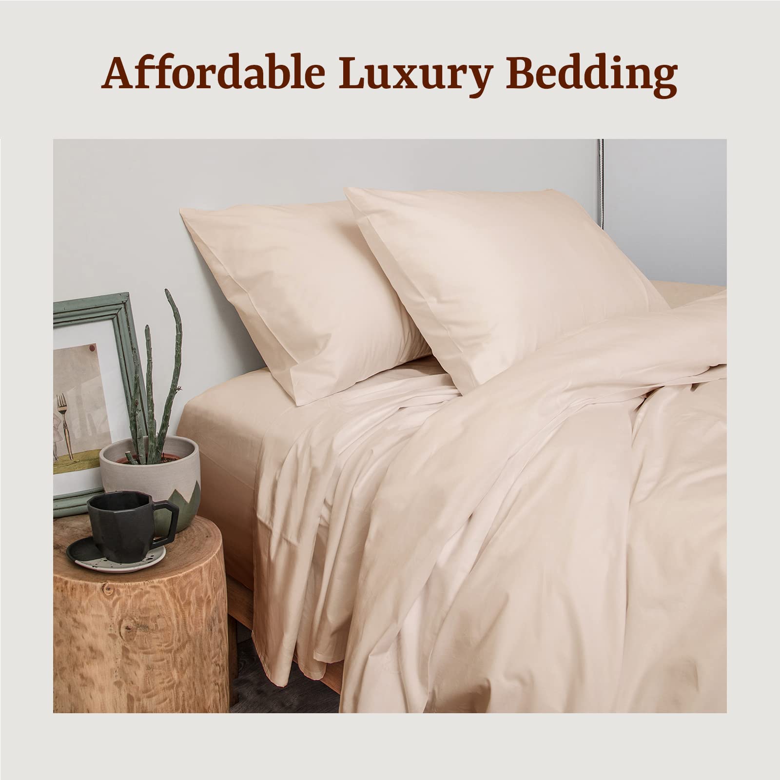 Premium 100% Peruvian Pima Cotton Twin Size Bed Sheets Set - 3 Piece Percale Bedding with 285 Thread Count - Breathable & Cooling Solid Ivory Sheets for Hot Sleepers - Perfect for Guest Rooms, Dorms & Summer Nights