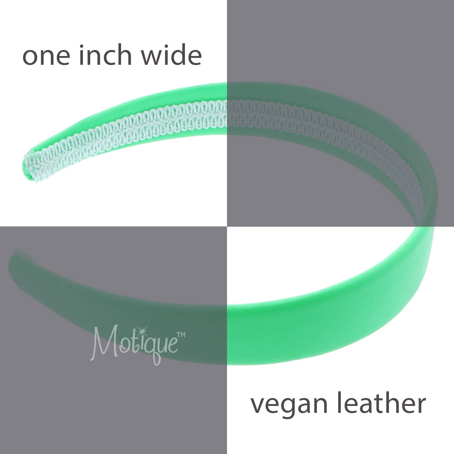 Neon Green 1 Inch Wide Leather-Like Headband - Non-Slip Solid Hair Band for Women, Workouts, Sports & Fashion Accessories