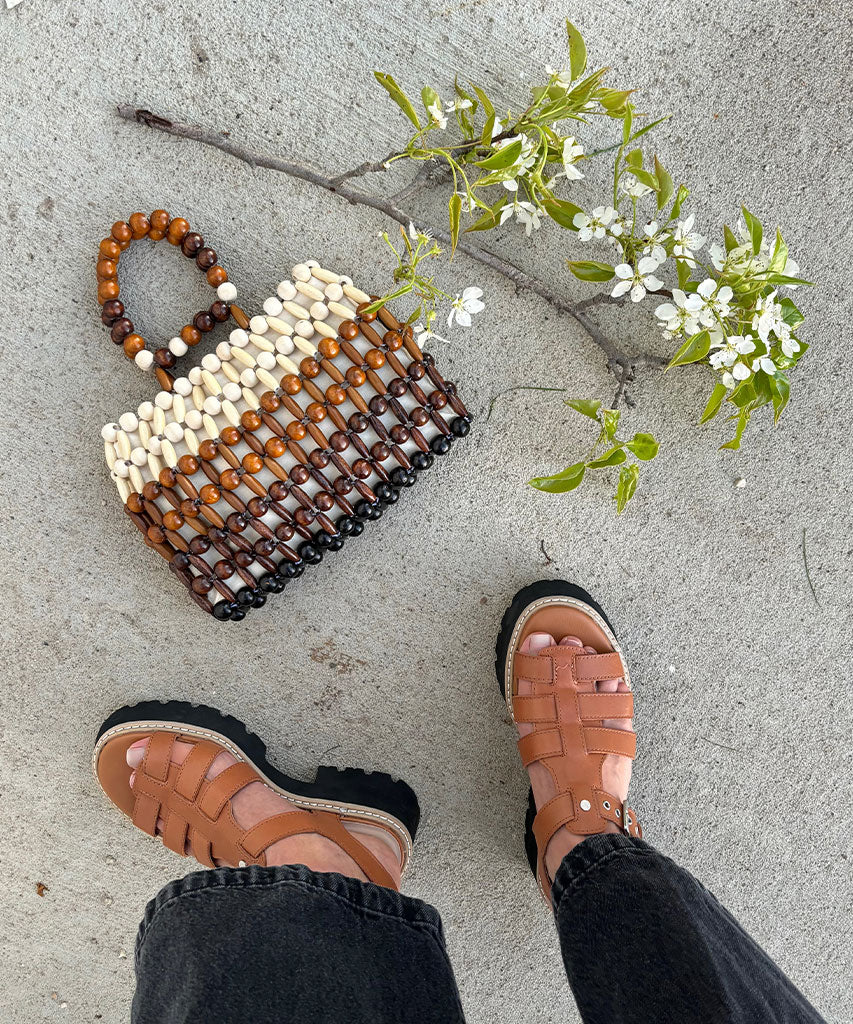 Brown Leather Lattice Sandals for Women - Comfortable Summer Beach Walking Shoes - Perfect for Vacation, Casual Outings, and Outdoor Adventures
