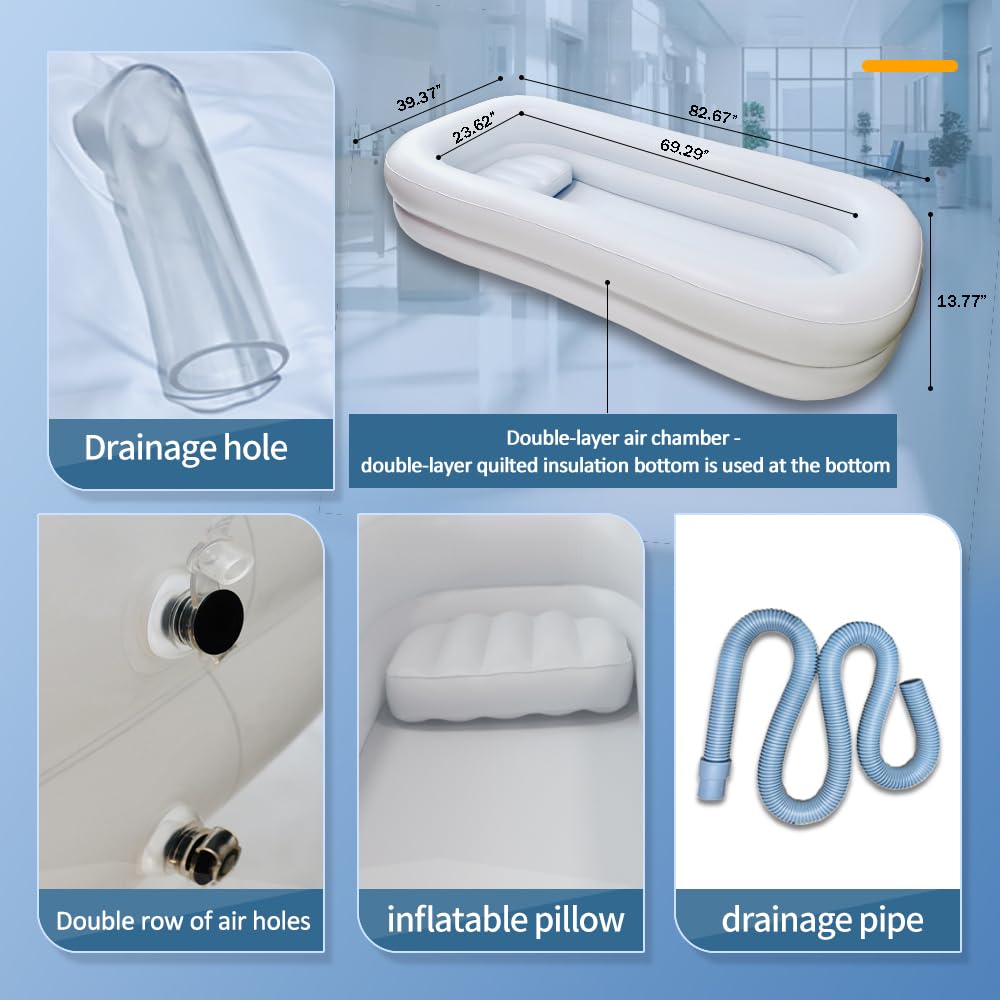 Inflatable Medical Bathtub for Elderly & Disabled - Portable PVC Bedside Shower Bath Kit for Bedridden Patients, Pregnant Women & Post-Surgery Care - Ideal for Home Healthcare & Assisted Living Facilities